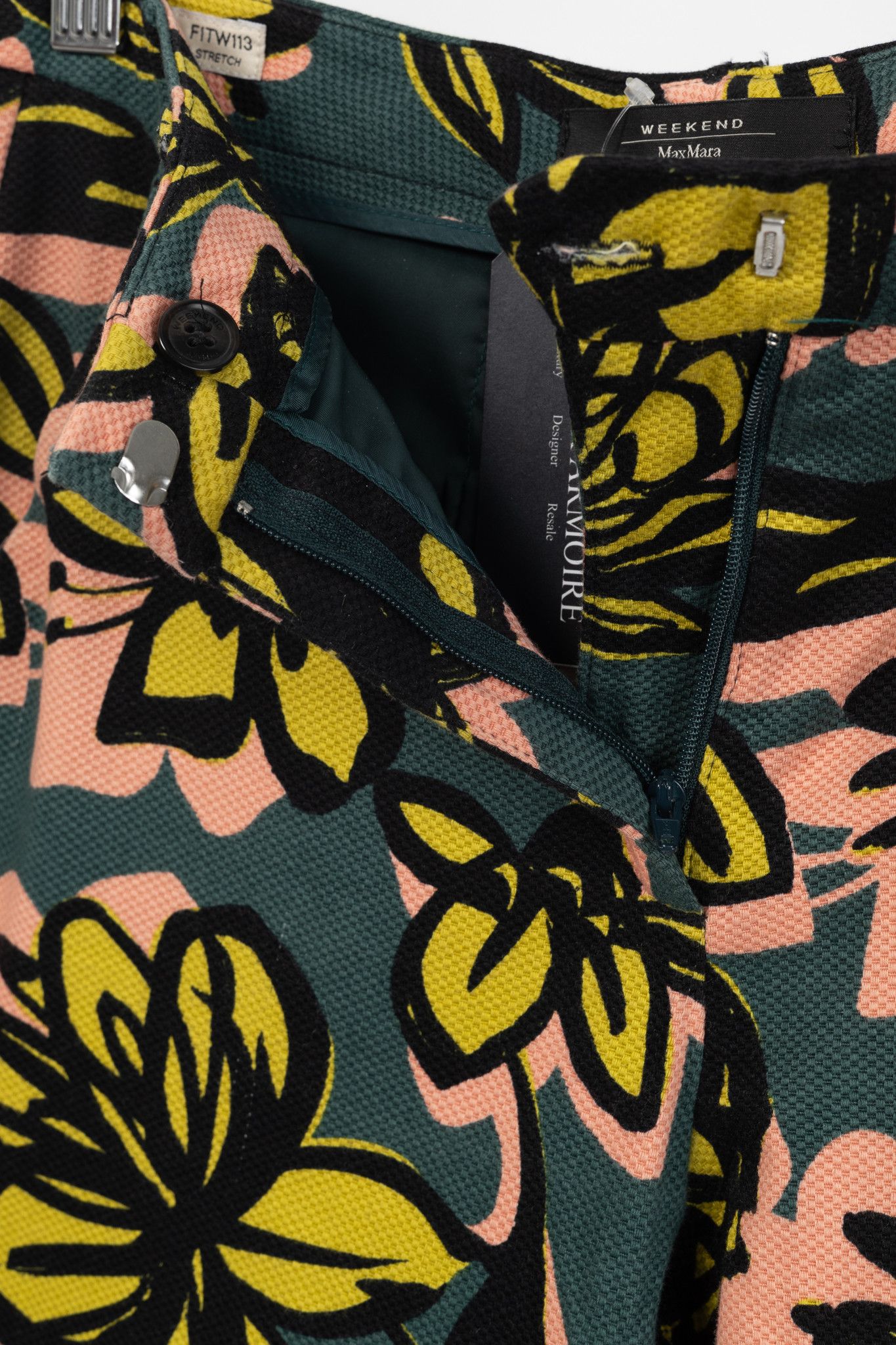 Weekend Max Mara Weekend Max Mara Green & Pink Floral Slim Cigarette Trousers Size 26" / US 2 / IT 38 - 9 Thumbnail