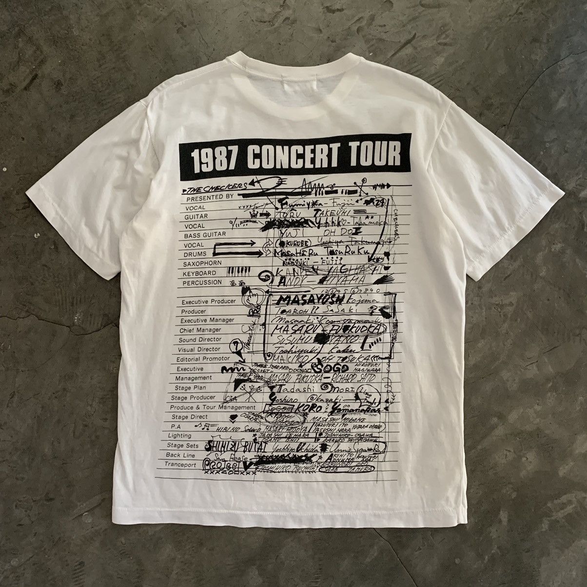 image of Band Tees x Vintage The Checkers 1987 Concert Tour Tshirt in White, Men's (Size Medium)