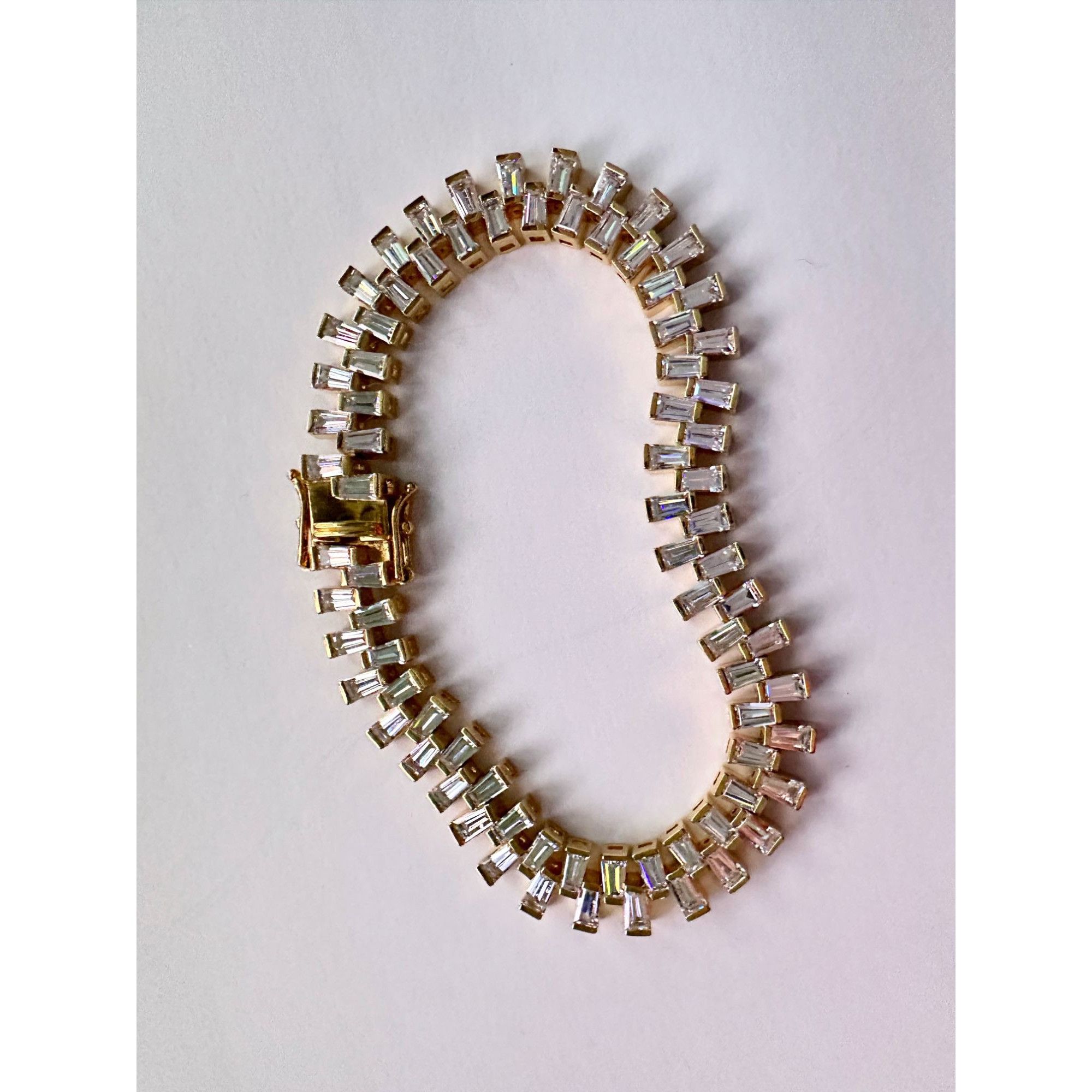 Other 10.00 Carat Lab Created White Topaz Baguette Bracelet in Ste Size ONE SIZE - 11 Thumbnail