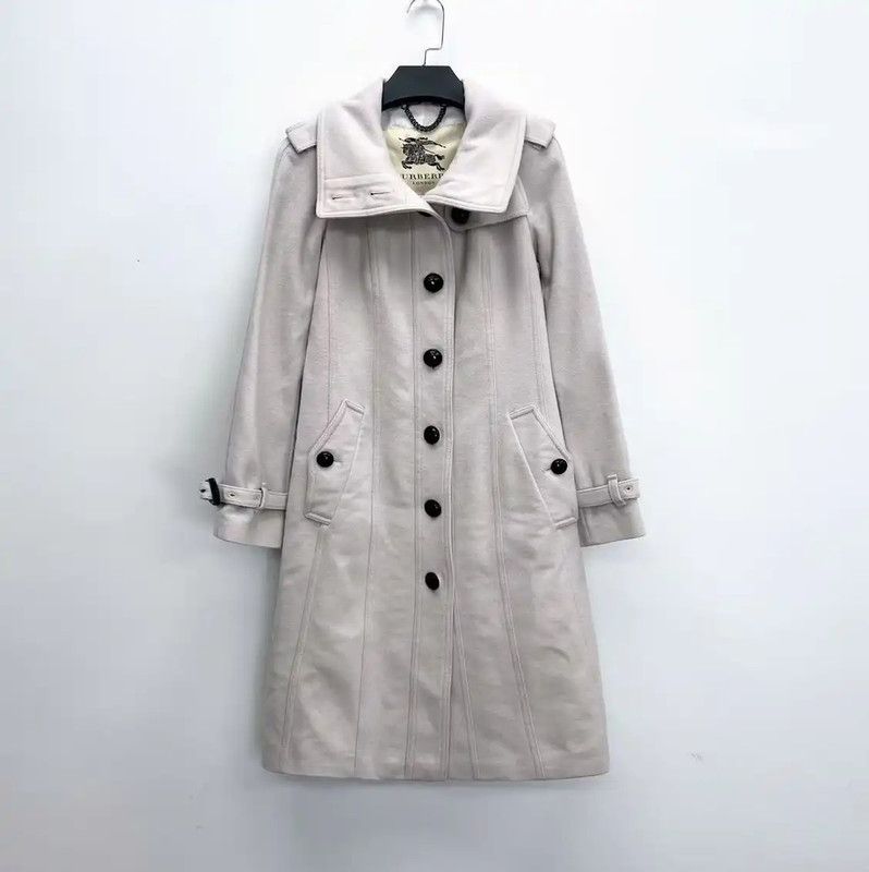 Burberry Burberry Light Gray Wool Long Coat for Women Size S / US 4 / IT 40 - 1 Thumbnail