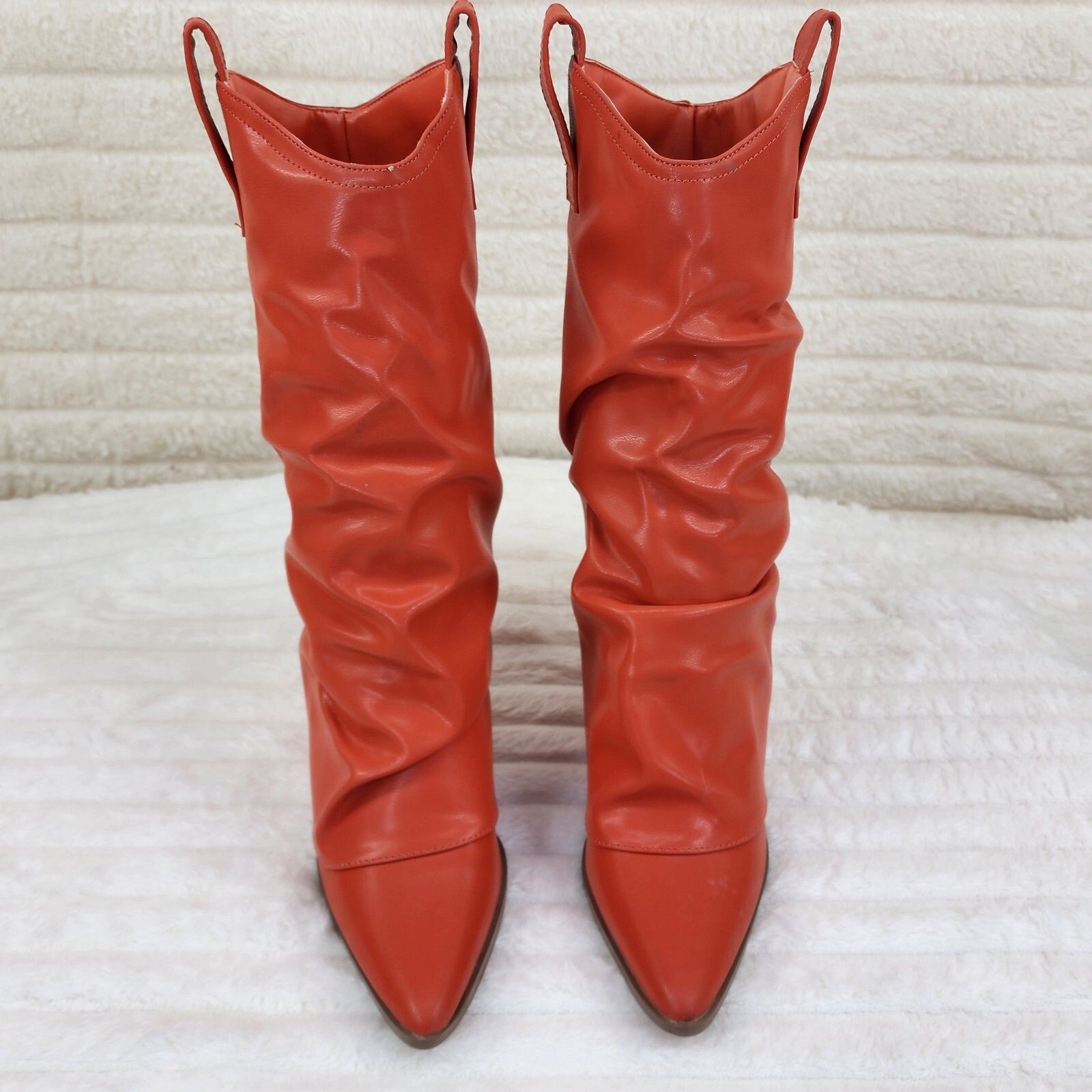 Other Humbled Orange Skirted Fold Over Western Cowgirl Boots (US S Size US 5.5 / IT 35.5 - 4 Thumbnail