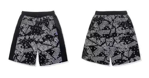 Japanese Brand 21SS Indigo Union Japan Black Bandana Paisley Patch Shorts Size US 32 / EU 48 - 2 Thumbnail