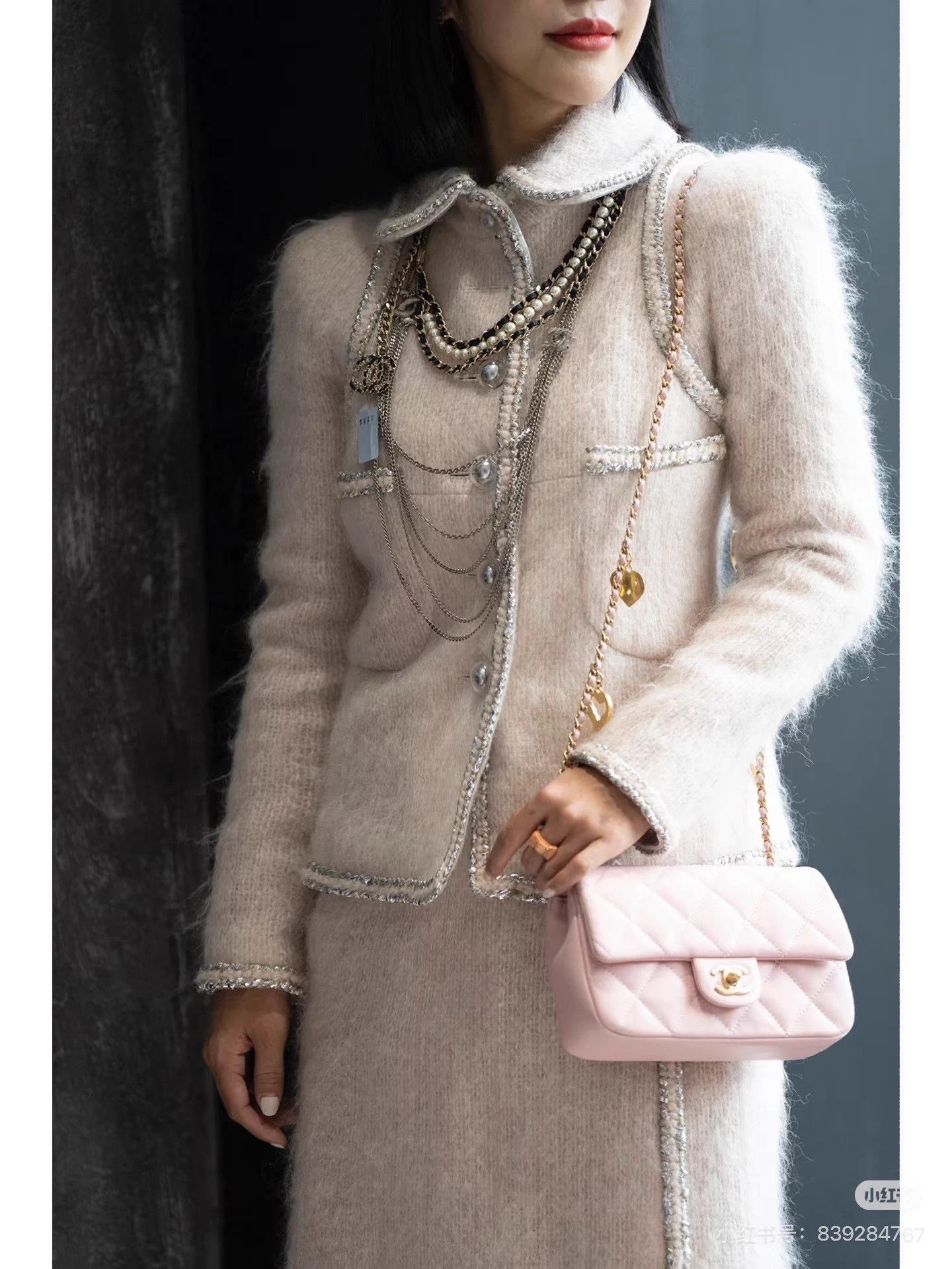 Chanel Chanel 17K Blush Pink Mohair Silver Trim 2-Pocket Coat 38 Size S / US 4 / IT 40 - 9 Thumbnail