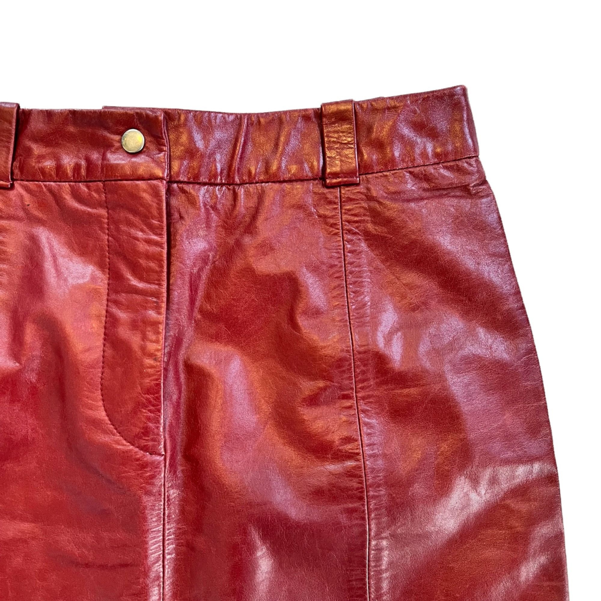 Vintage Vintage Express Cranberry Mini Leather Mini Skirt 5 Size 29" - 5 Thumbnail