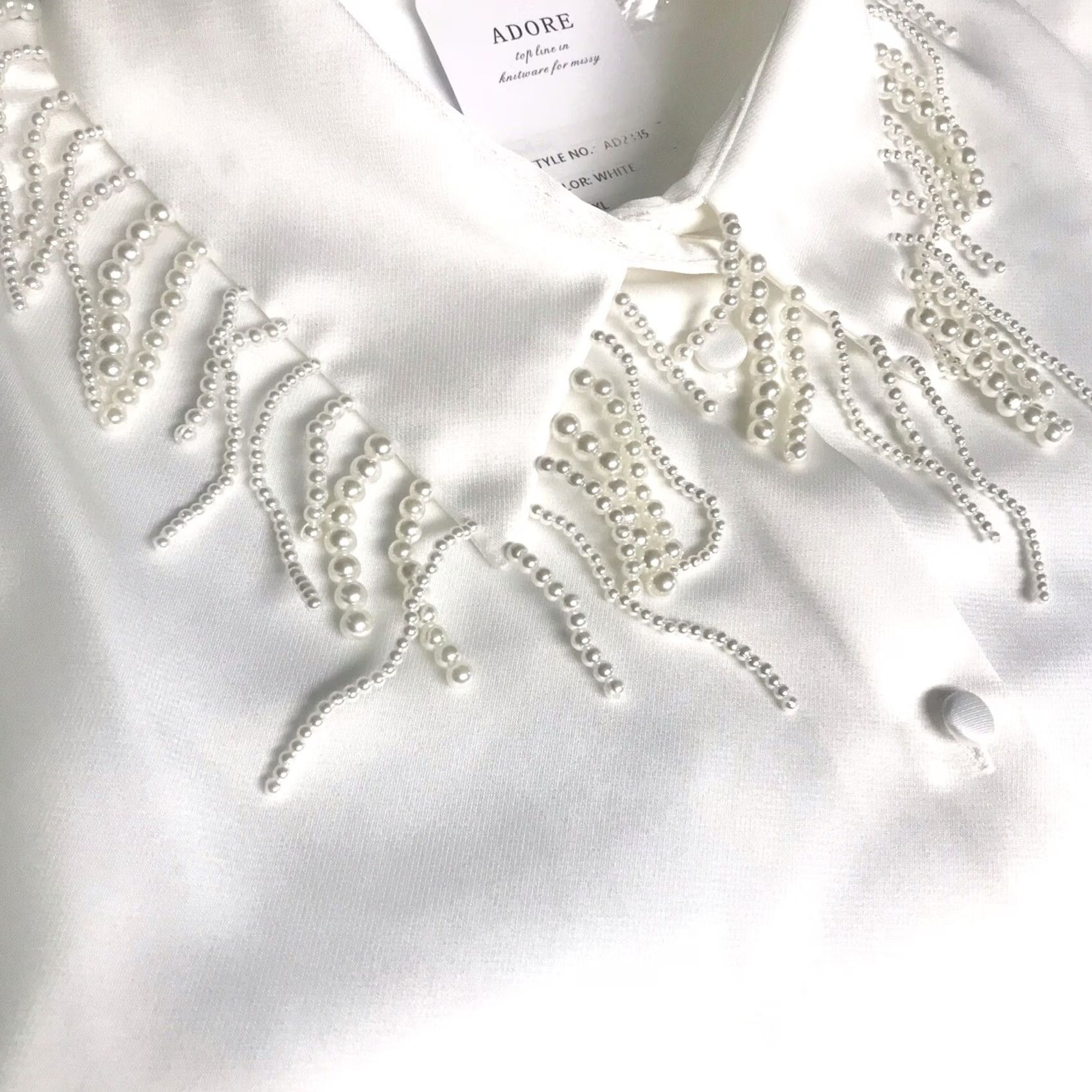 Vintage Adore White Pearl Collar Button-Up Long Sleeve Top Blouse XL Women Size XL / US 12-14 / IT 48-50 - 5 Thumbnail