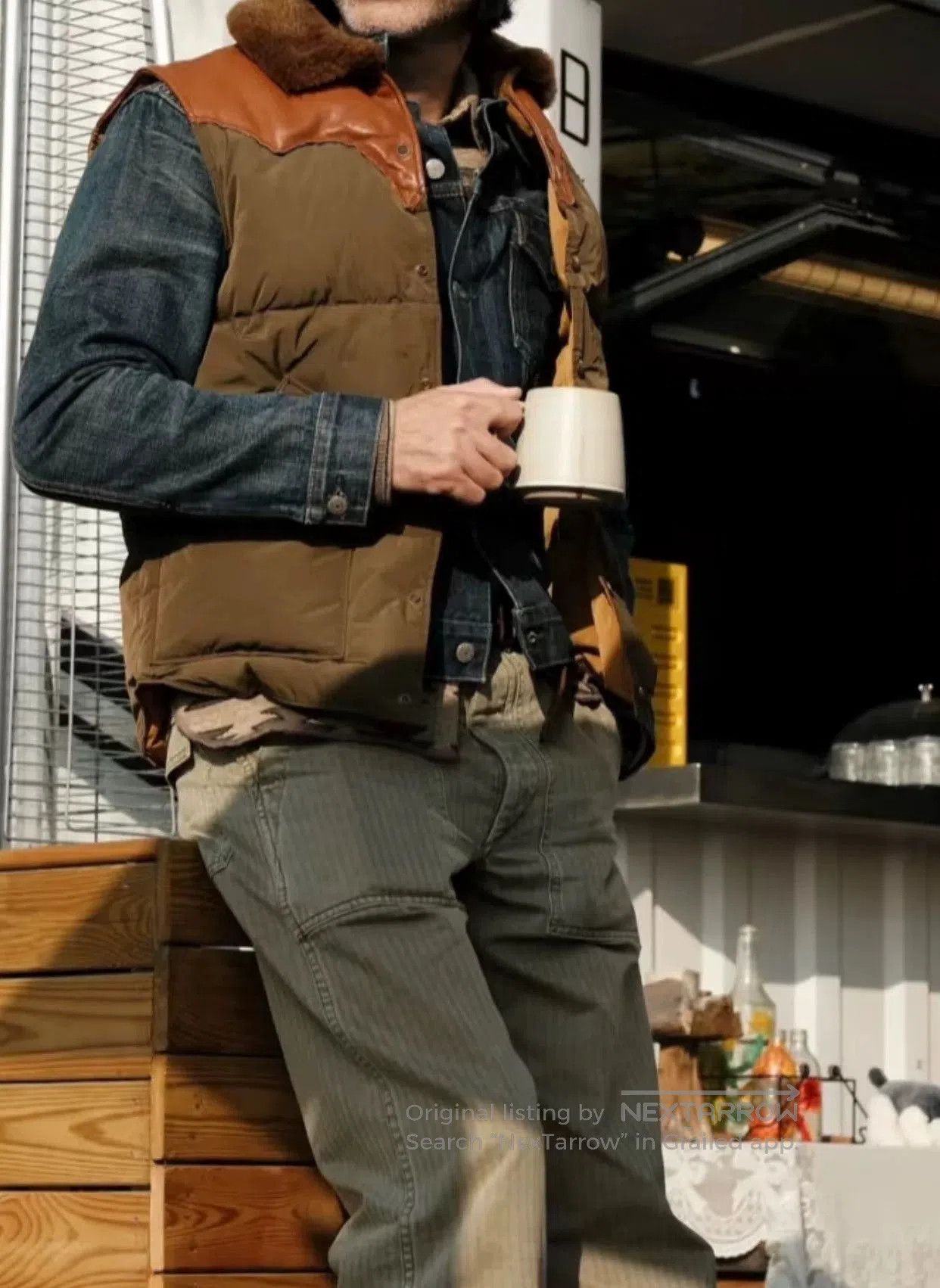 RRL Ralph Lauren RRL Classic Down Vest with Leather Accents. Size US M / EU 48-50 / 2 - 3 Thumbnail