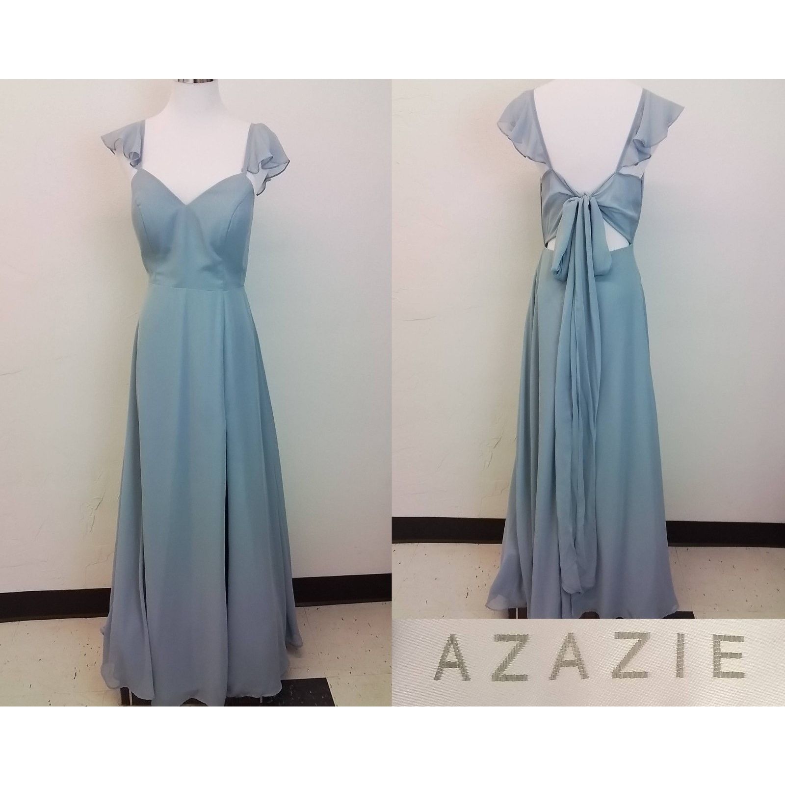 Other Azazie Ruffle Formal A-Line Dress Women's 8 Blue Bridesmaid Size M / US 6-8 / IT 42-44 - 1 Thumbnail