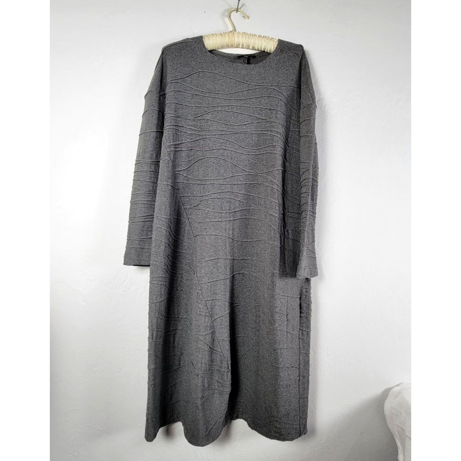 Vintage Oska Women's Pullover Long Sleeve Round Neck Casual Midi Dress Gray 0 Size XS / US 0-2 / IT 36-38 - 2 Thumbnail