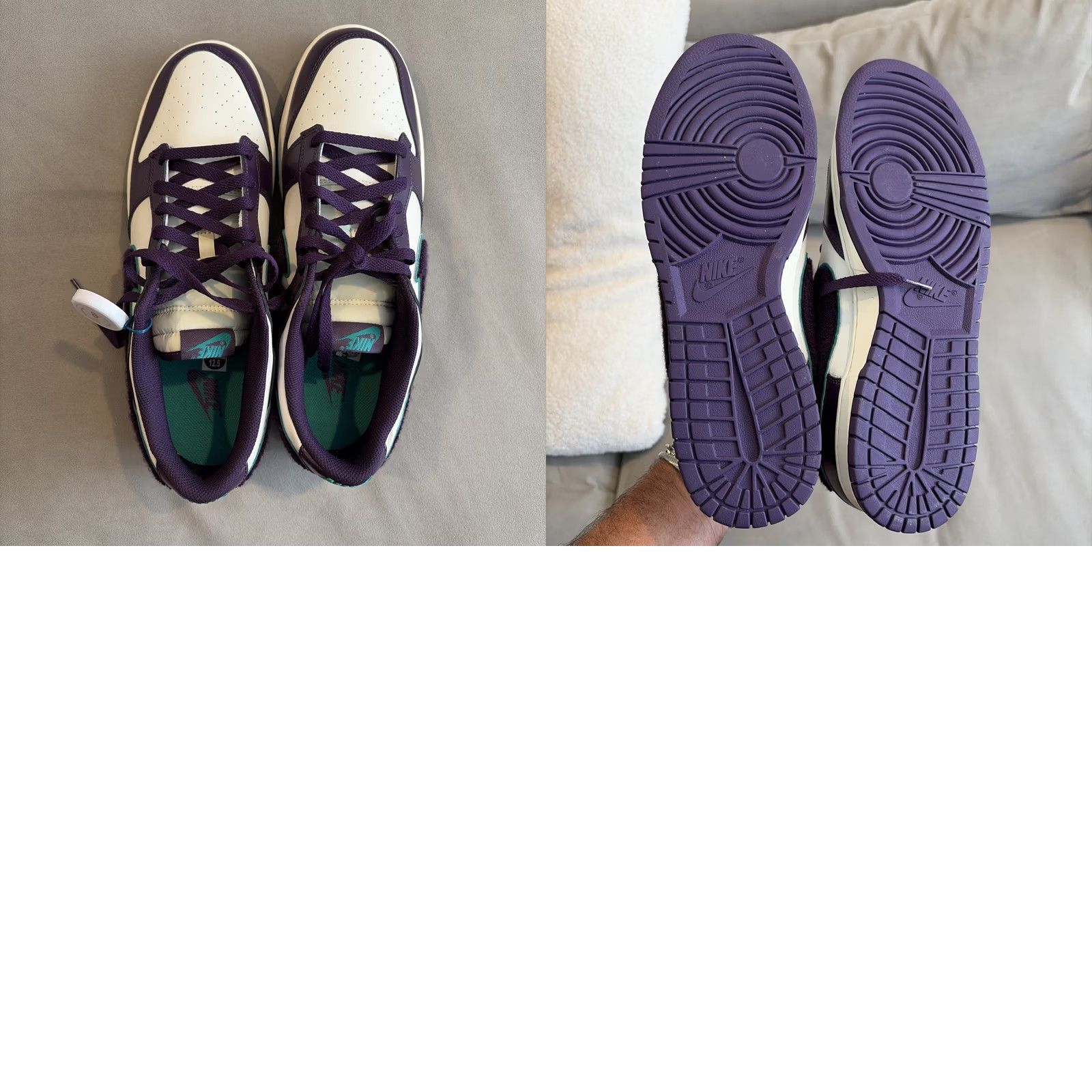 Nike Nike Dunk Low Chenille Swoosh Grand Purple - Size 12.5 Men's Sneaker White Leather 2022 DQ7683-100 Size US 13 / EU 46 - 8 Thumbnail