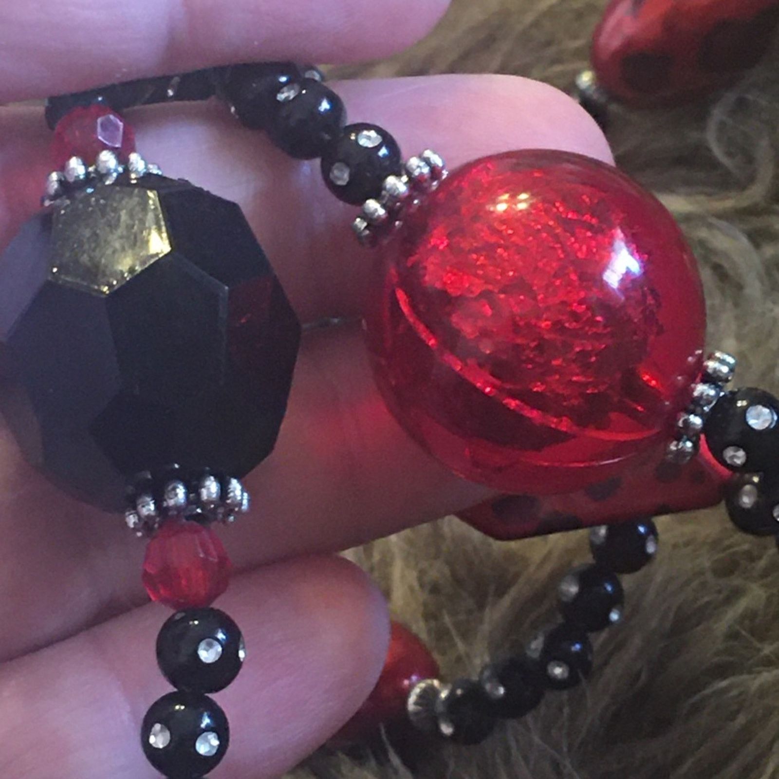 Jewelry Red black and silver beaded long necklace Size ONE SIZE - 5 Thumbnail