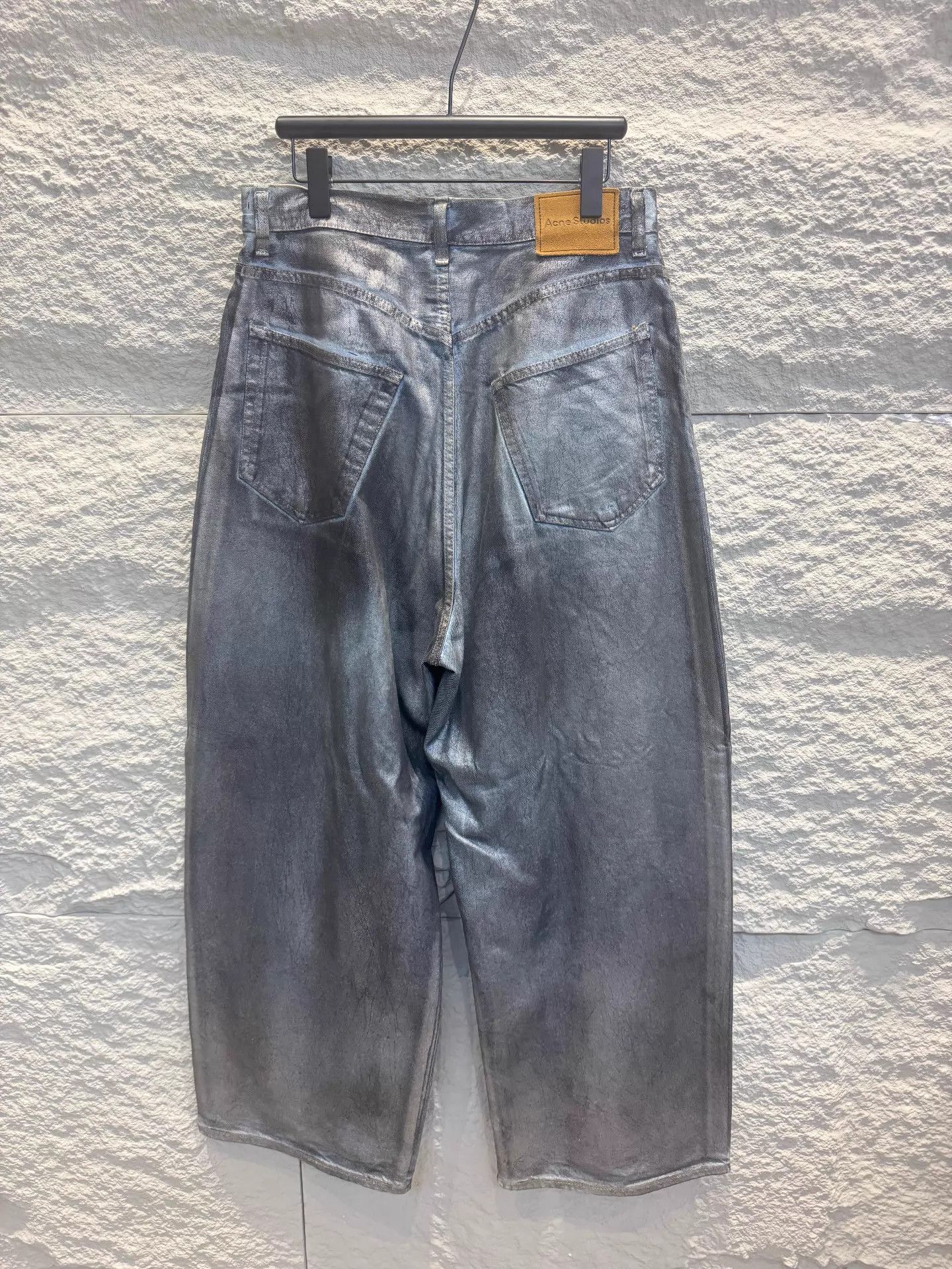 Acne Studios Acne SS24 Super Baggy Silver Blue Men's Dirty Splatter Jeans Size US 32 / EU 48 - 4 Thumbnail