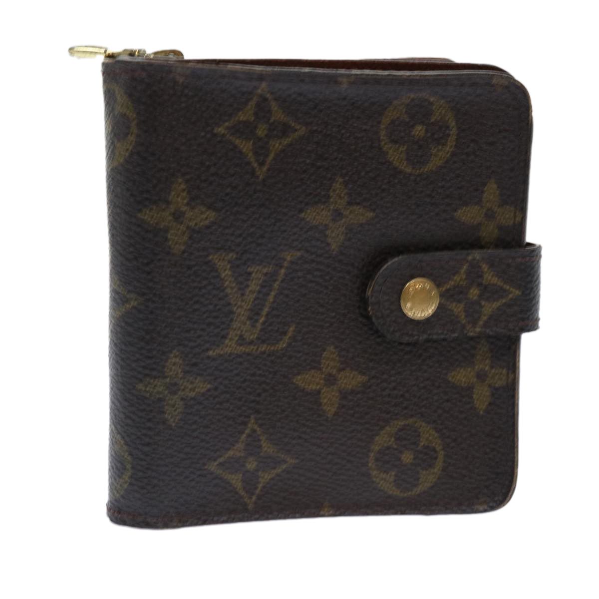 LOUIS VUITTON Monogram Compact Zip Bifold Wallet M61667 LV Auth