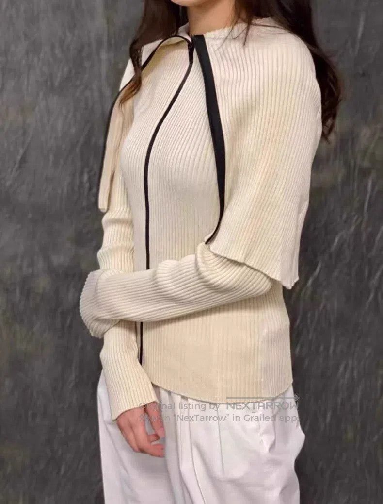 Jil Sander Jil Sander size 34 Knit zip jacket with lapel and navy coll Size S / US 4 / IT 40 - 9 Thumbnail