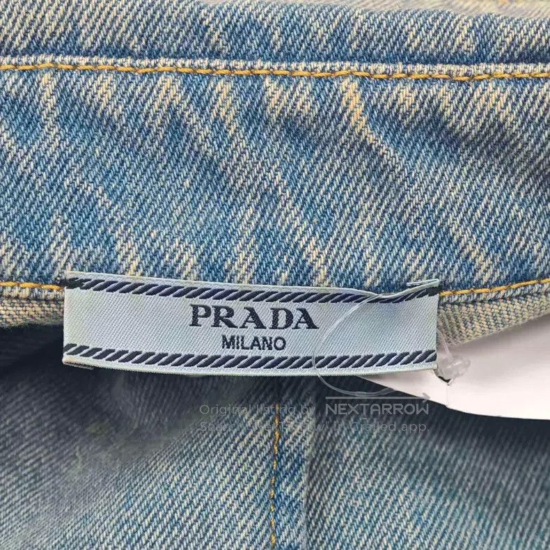 Prada Prada Lightly washed blue metal triangle logo short-sleeve Size US XXS / EU 40 - 5 Thumbnail