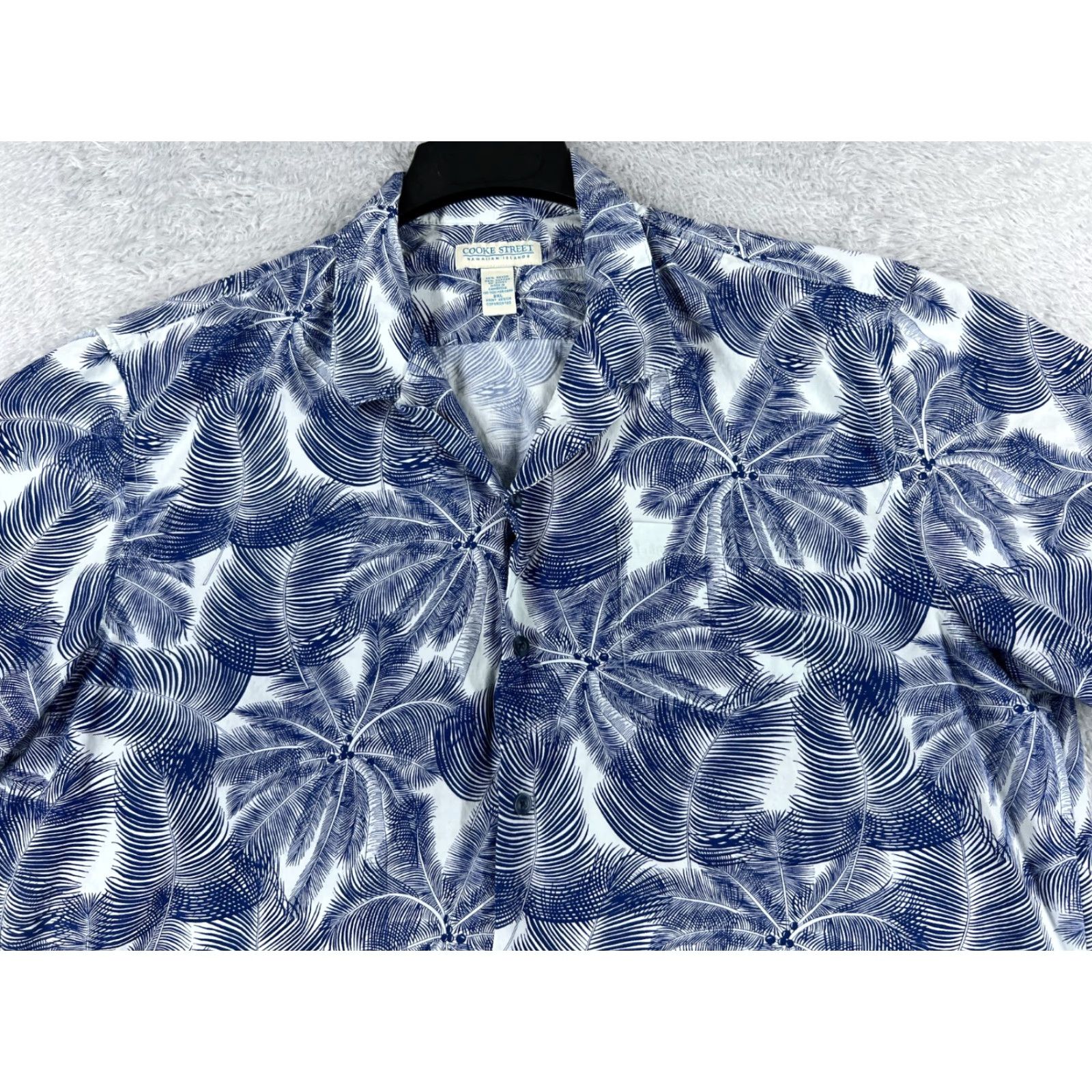 Vintage Cooke Street Shirt Mens 2XL XXL Blue White Palm Hawaiian Rayon Blend Pocket Button-Up Casual Shirt Size US XXL / EU 58 / 5 - 4 Thumbnail