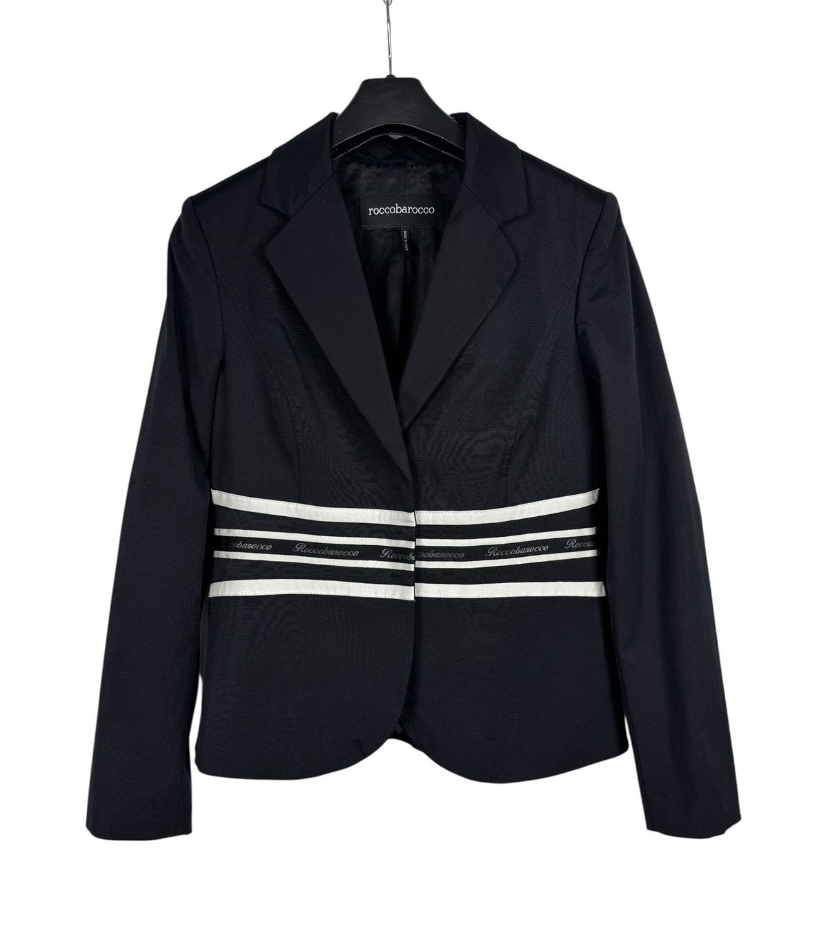Other Roccobarocco Italy Nylon-Cotton Blazer Striped Logo NavyBlue Size XL / US 12-14 / IT 48-50 - 10 Thumbnail