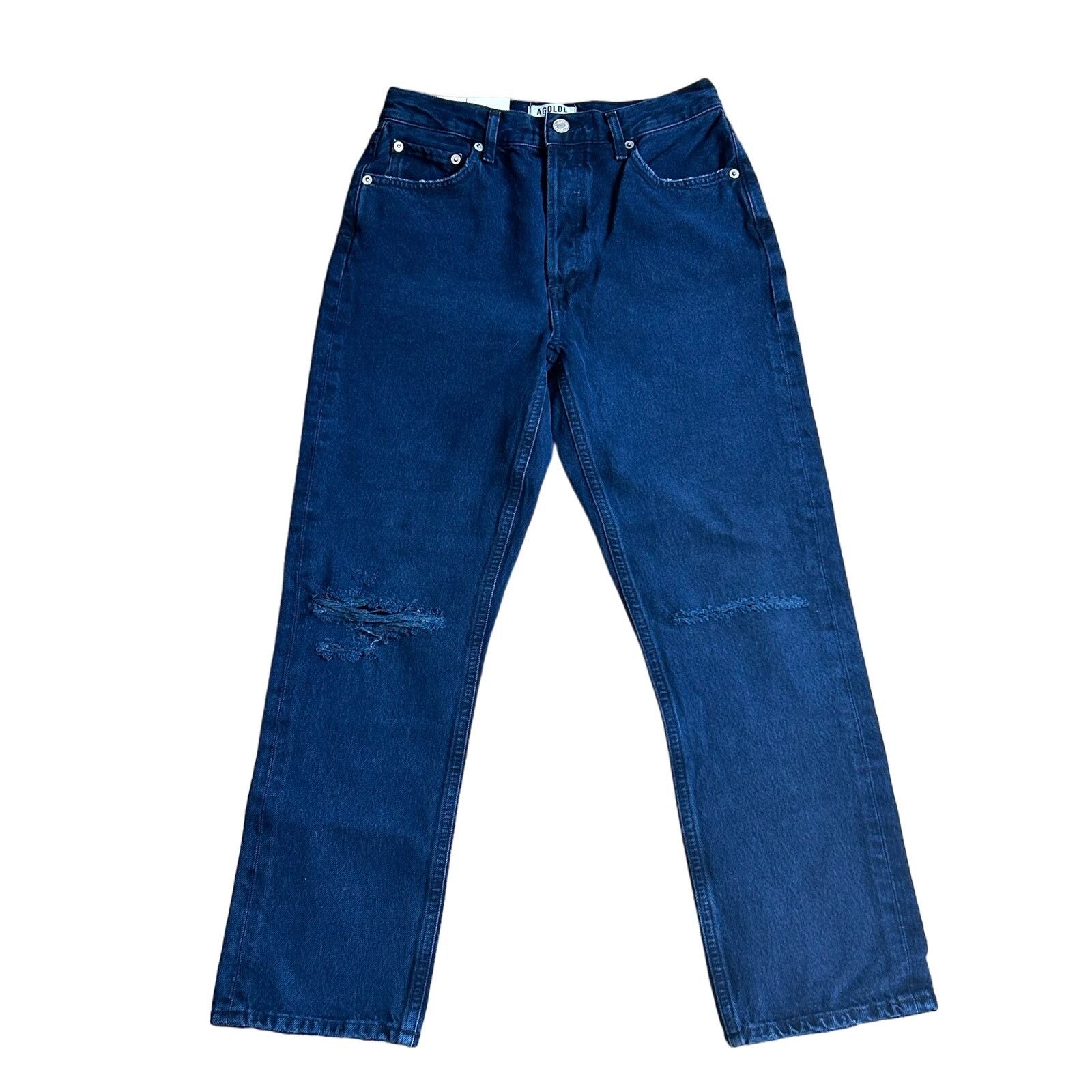 Agolde Agolde Jeans High Rise Straight Crop NWT Dark Distressed 26 Size 26" / US 2 / IT 38 - 3 Thumbnail