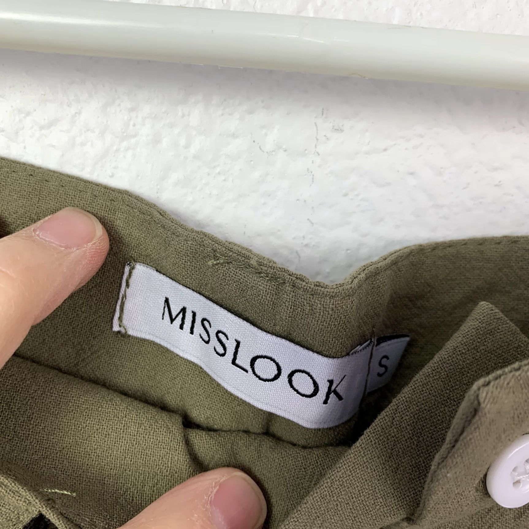 Olive MISSLOOK Women's Olive Green High Rise Bermuda Shorts Size S Casual Cotton Womens Size 28" / US 6 / IT 42 - 2 Thumbnail