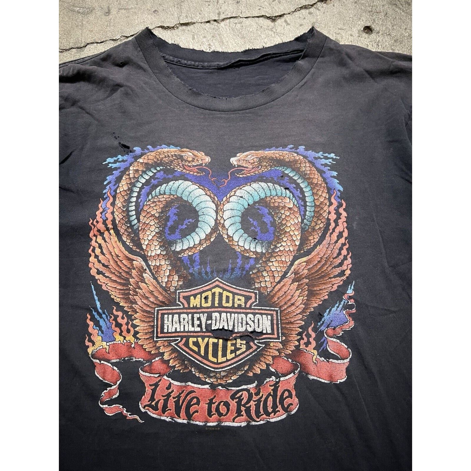 Harley Davidson × Vintage Vtg Harley Davidson Snake Live Ride Valley Forge Montgomery Size US L / EU 52-54 / 3 - 2 Thumbnail
