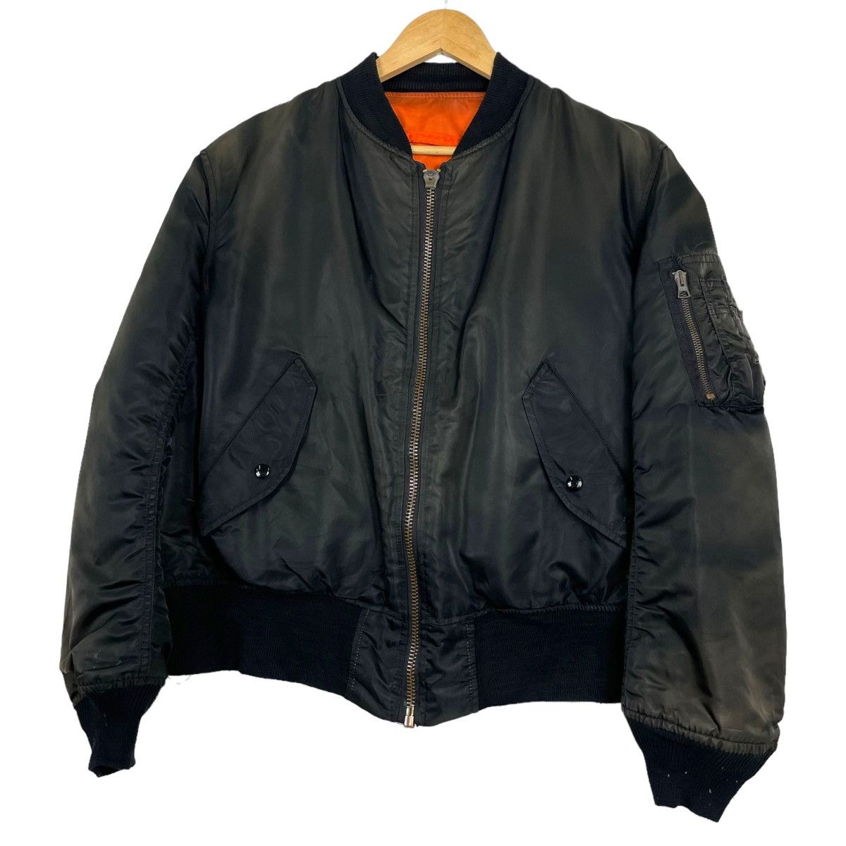 Alpha Industries × Vintage 💥80s SUNFADED BLACK ALPHA INDUSTRIES MA1 RIOT BOMBER Size US M / EU 48-50 / 2 - 2 Thumbnail