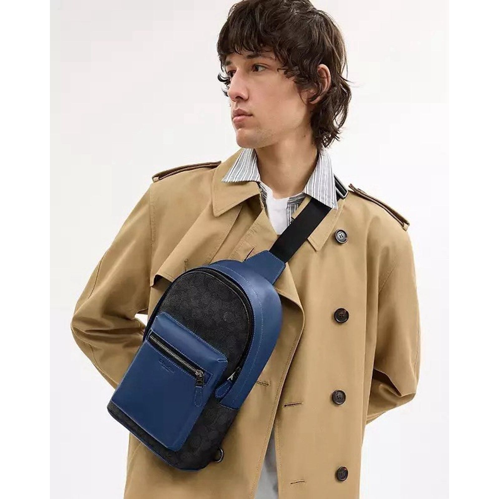 Coach NWT COACH CAX45 West Pack Colorblock Leather Deep Blue Size ONE SIZE - 8 Thumbnail