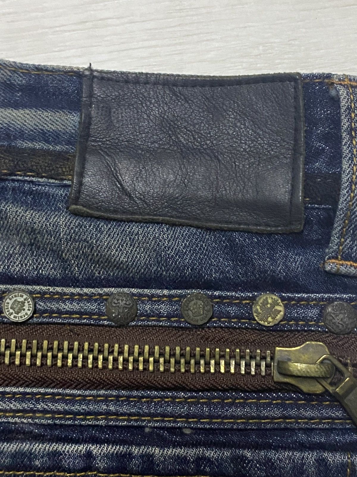 If Six Was Nine Pasta Denim Crazy Mud Wash Distressed Straight Fit Jeans Size US 29 - 15 Thumbnail