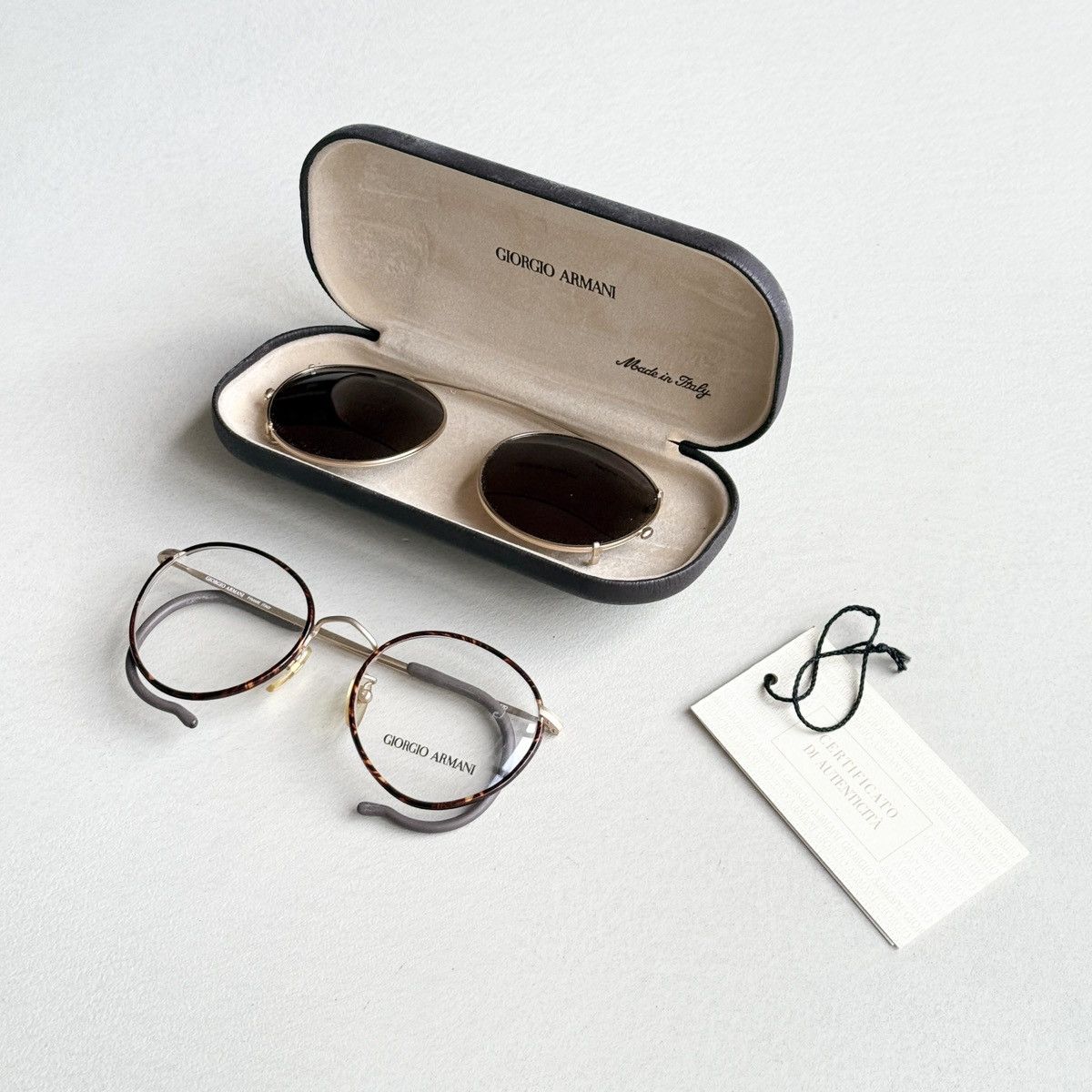 Giorgio Armani Giorgio Armani Vintage Glasses with Clip-on Sunglasses Size ONE SIZE - 2 Thumbnail