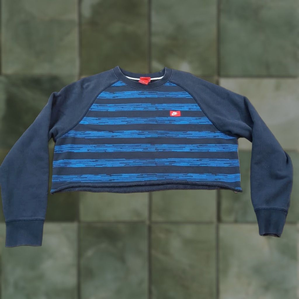 Nike Nike Blue Striped Long Sleeve Sweatshirt Womens Large Pullover Gym Size L / US 10 / IT 46 - 1 Thumbnail