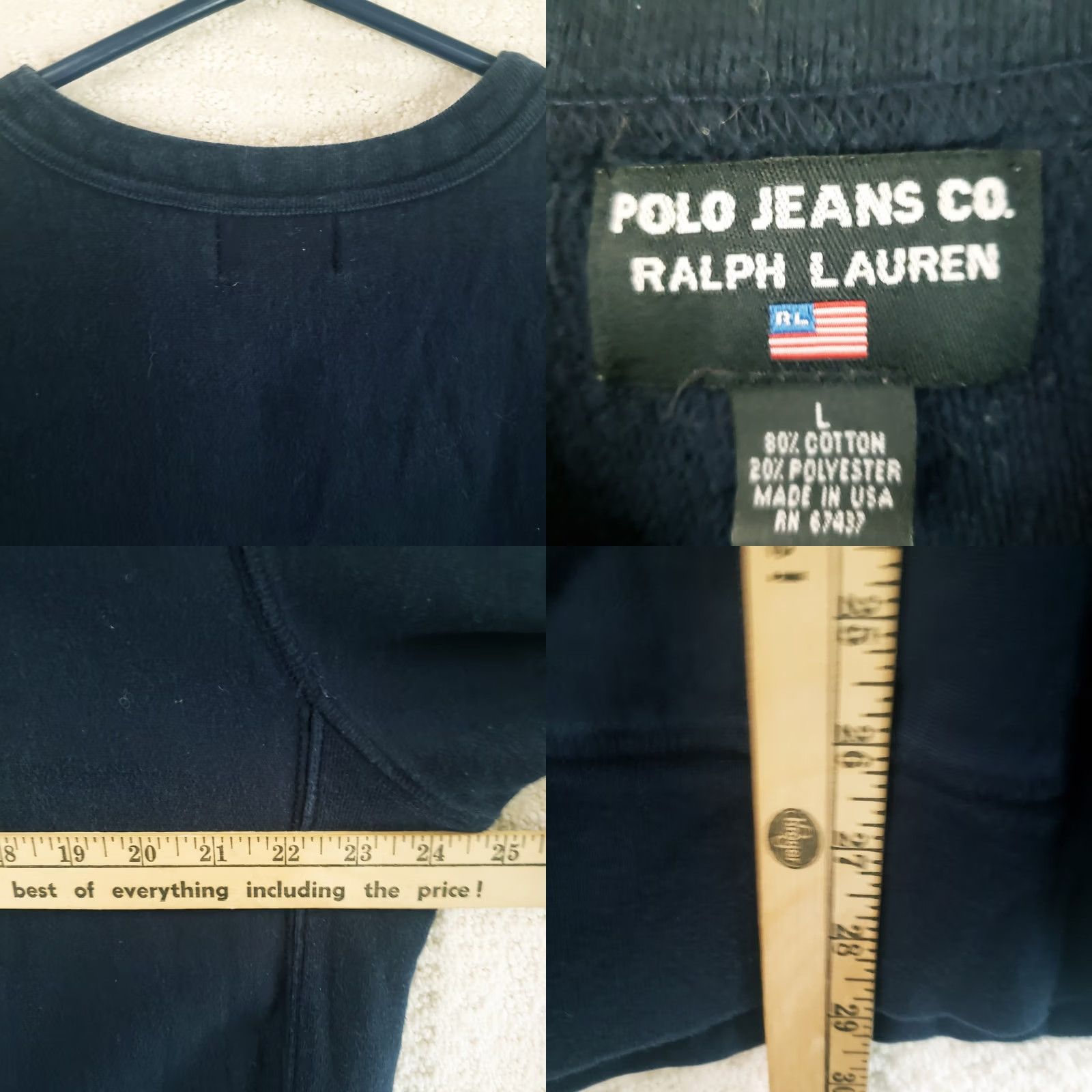 Vintage VINTAGE Polo Jeans Company Sweatshirt Crewneck Navy Blue 90s Mens Large Embroidered Logo Chest Comfort Fleece All Seasons Classic Designer Sportswear Size US L / EU 52-54 / 3 - 9 Thumbnail
