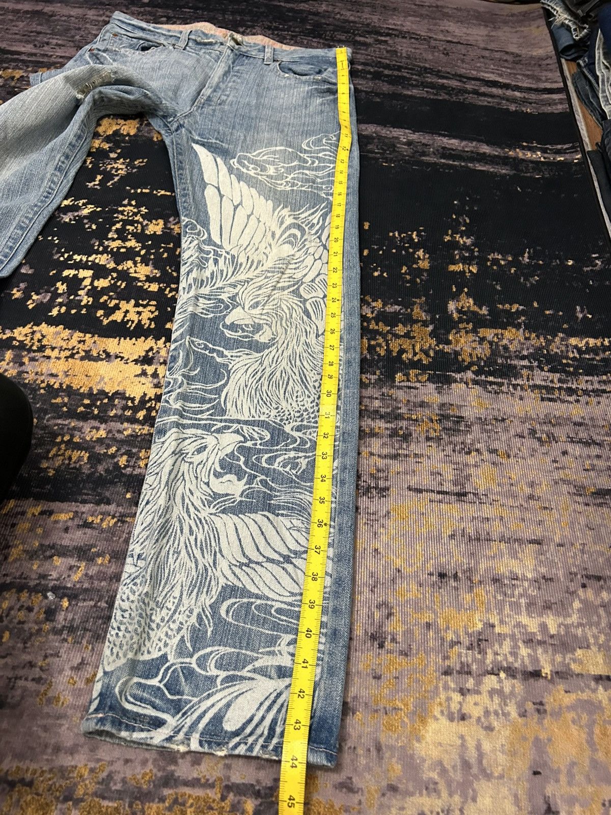 Karakuri Tamashii Vintage Buden Phoenix Sukajan Distressed Jeans Size US 31 - 25 Thumbnail
