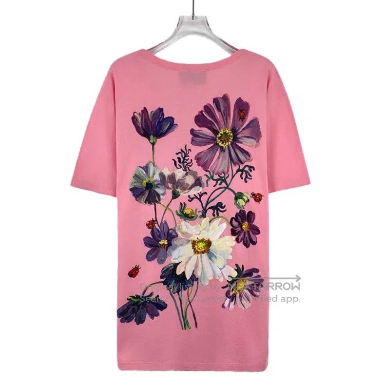 Gucci Gucci Pink deer floral printed cotton round-neck short-sle Size M / US 6-8 / IT 42-44 - 2 Thumbnail