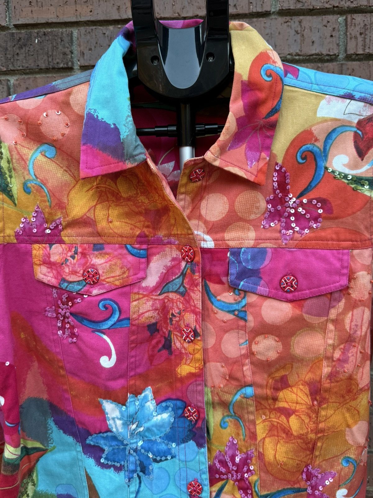Other Choices Jacket Colorful Floral Embellished Petite Large Size L / US 10 / IT 46 - 2 Thumbnail