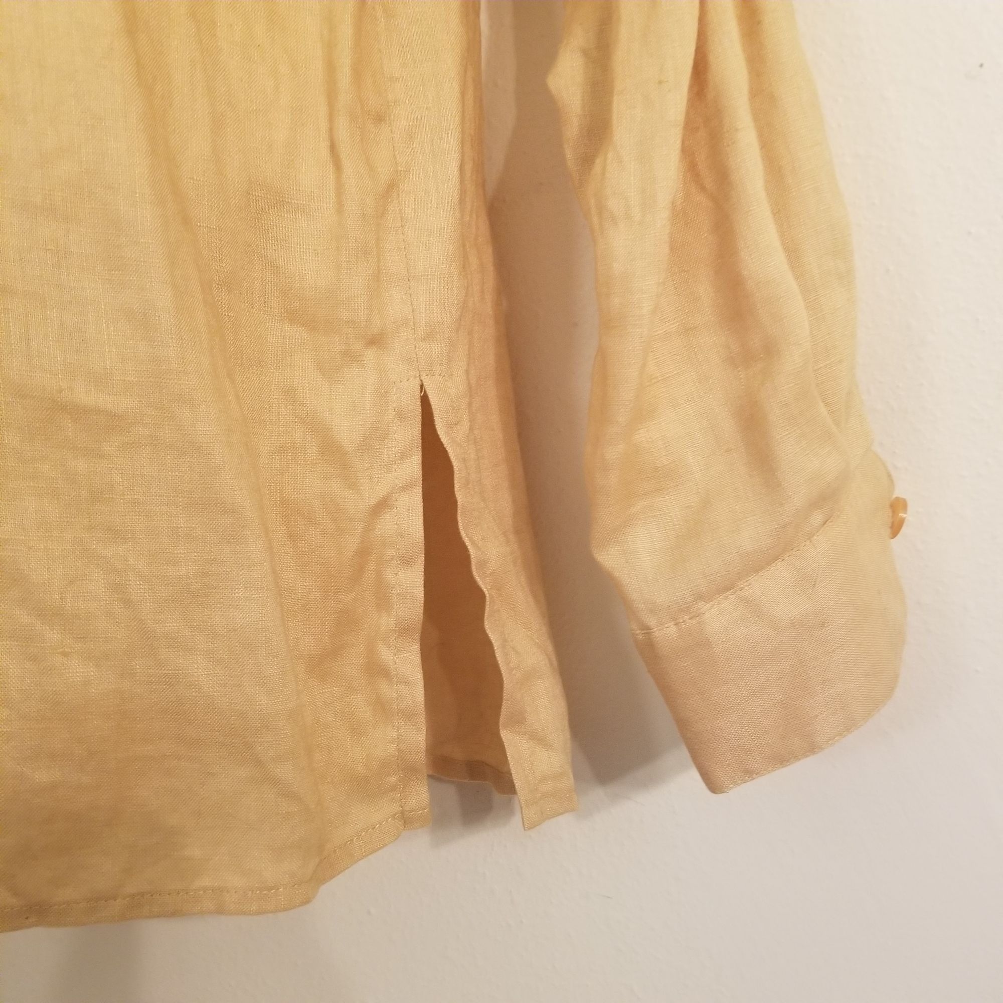 Jones New York Jones New York 12 Goldenrod Yellow Linen Smocked Top Lightwe Size XL / US 12-14 / IT 48-50 - 5 Thumbnail