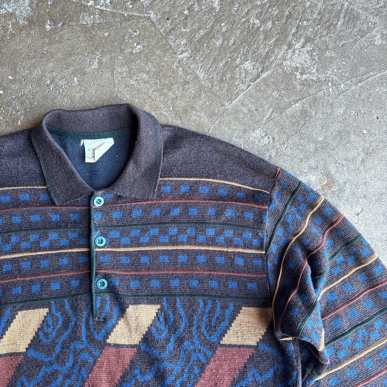 Other Brown Long-sleeve Knitted Polo Shirt w/ Patterning Size US L / EU 52-54 / 3 - 5 Thumbnail