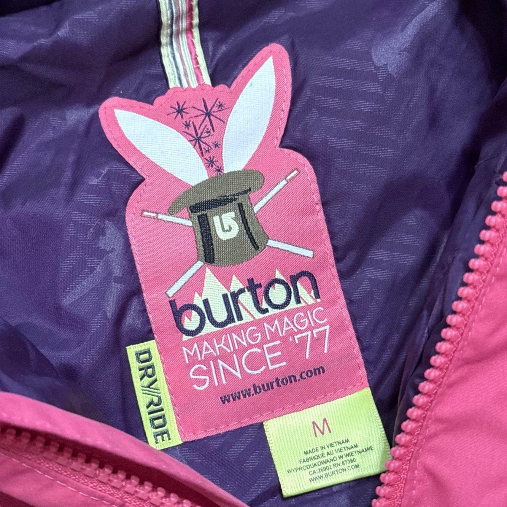 Burton BURTON Mutiny Womens DryRide Insulated Hoodie Ski Jacket Coat Medium Pink - STAIN, Regular, Polyester, Jacket Size M / US 6-8 / IT 42-44 - 3 Thumbnail