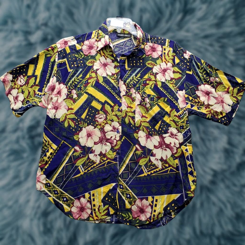Vintage Take Away Shirt Womens Large Multi Chest Pocket Short Sleeve Button Down Collar Size L / US 10 / IT 46 - 1 Thumbnail