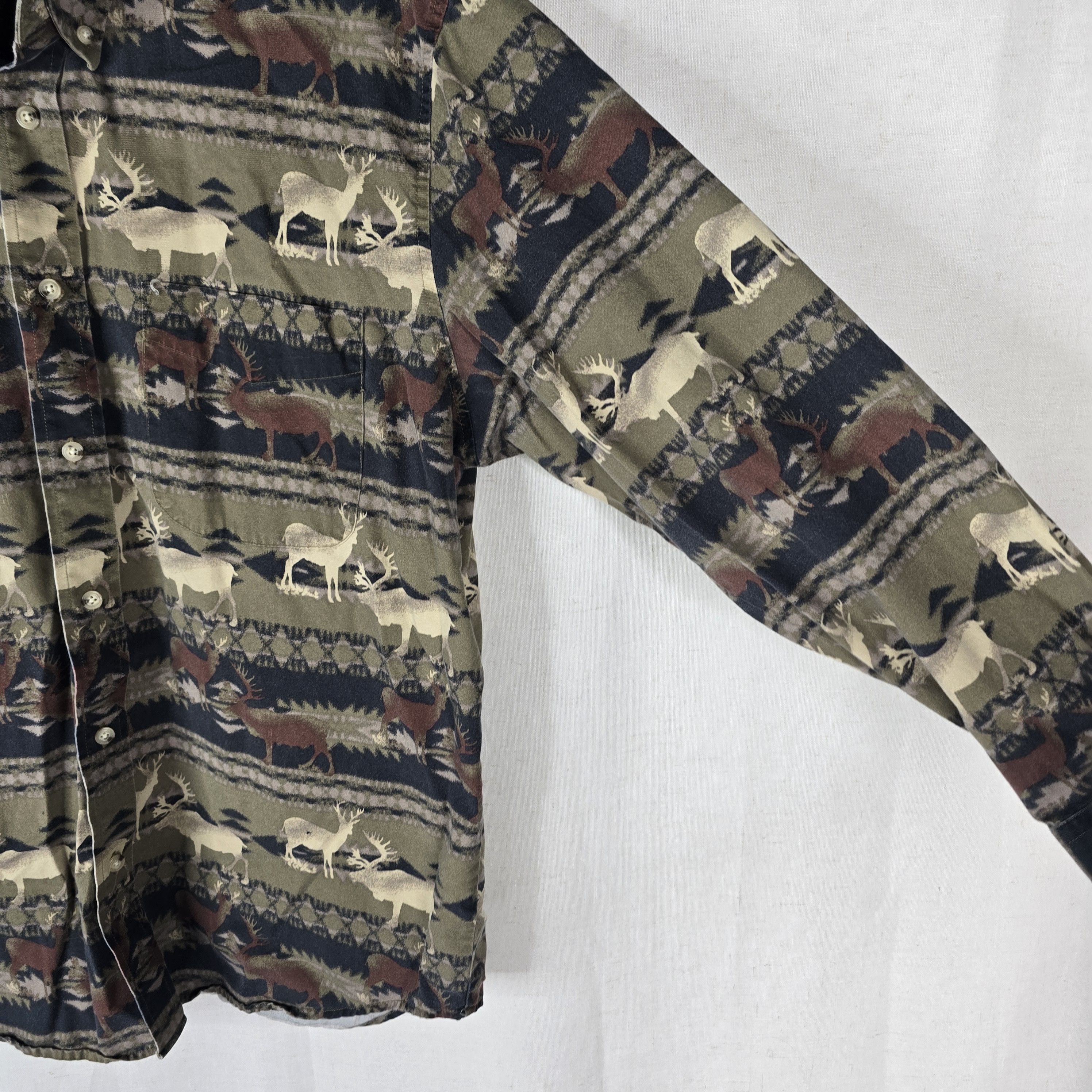 Natural Issue Natural Issue Mens Medium Deer Elk Aztec Y2k Button Up Size US M / EU 48-50 / 2 - 4 Thumbnail