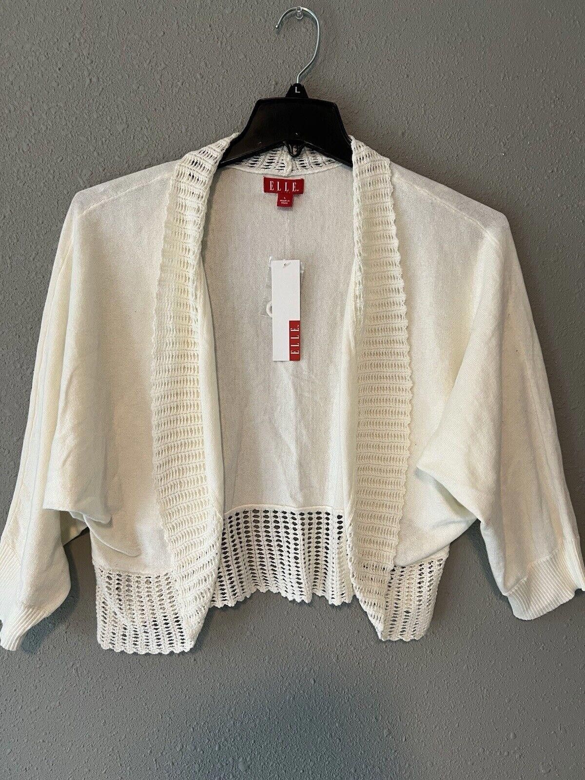 Ellesse Elle Cardigan L Off White Black Solid Long Sleeve Size L / US 10 / IT 46 - 1 Thumbnail