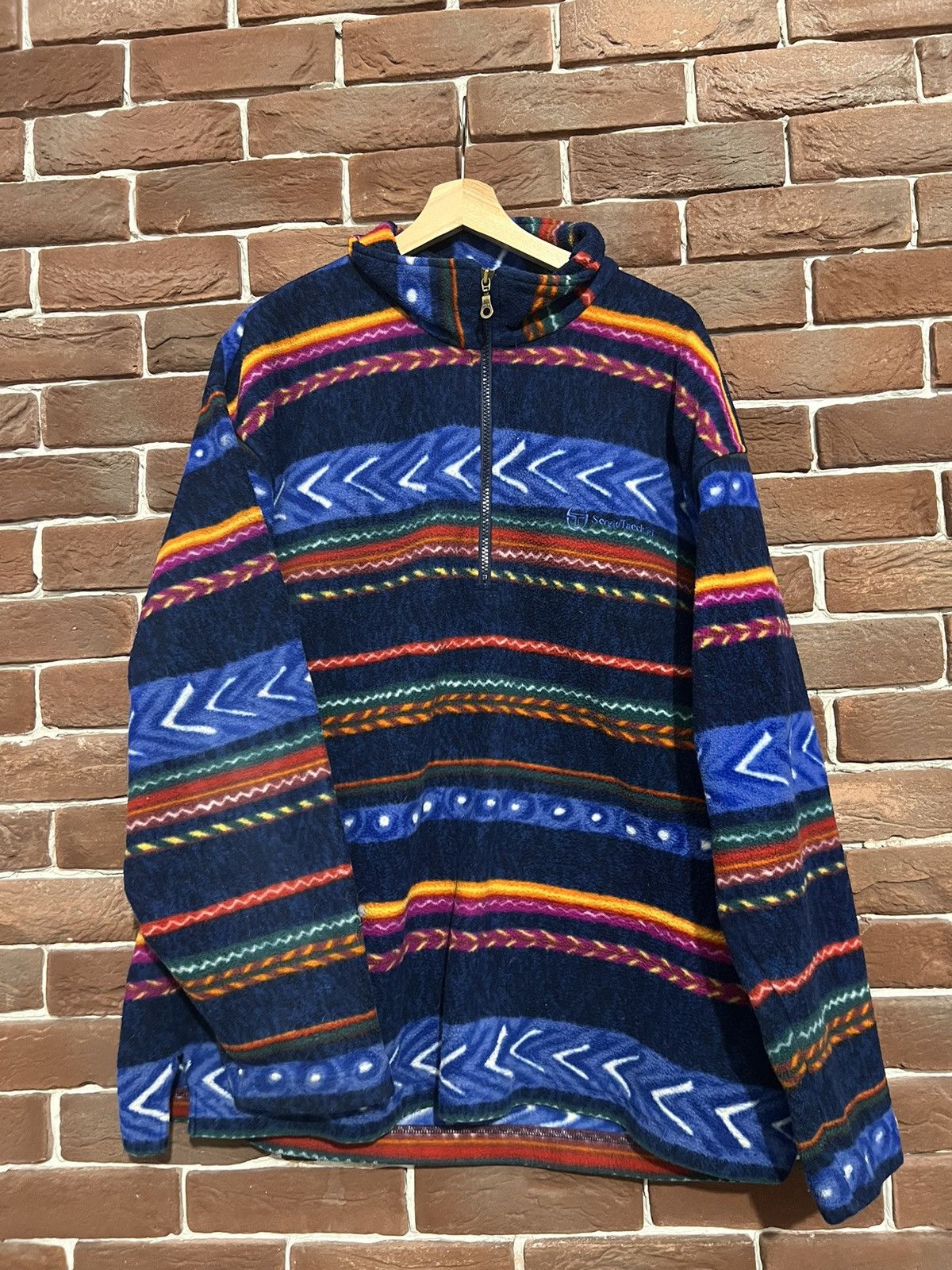 Vintage 90s Sergio Tacchini Abstract Aztec Crazy Fleece