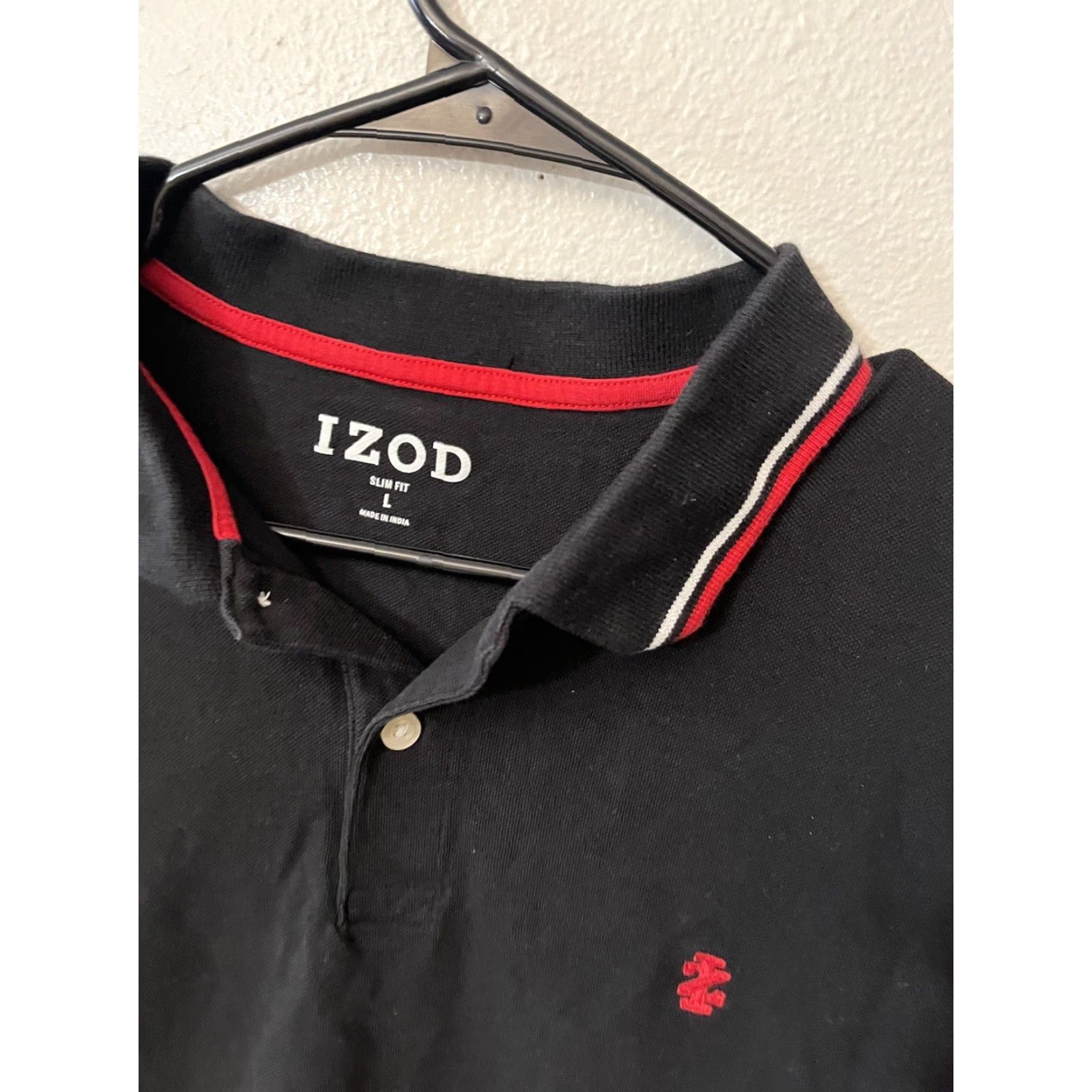 Izod IZOD Men's Golf Polo Shirt Large Black Wash Casual Slim Fit Polo Shirt Golf Classic IZOD Brand Men's African? Size US L / EU 52-54 / 3 - 2 Thumbnail