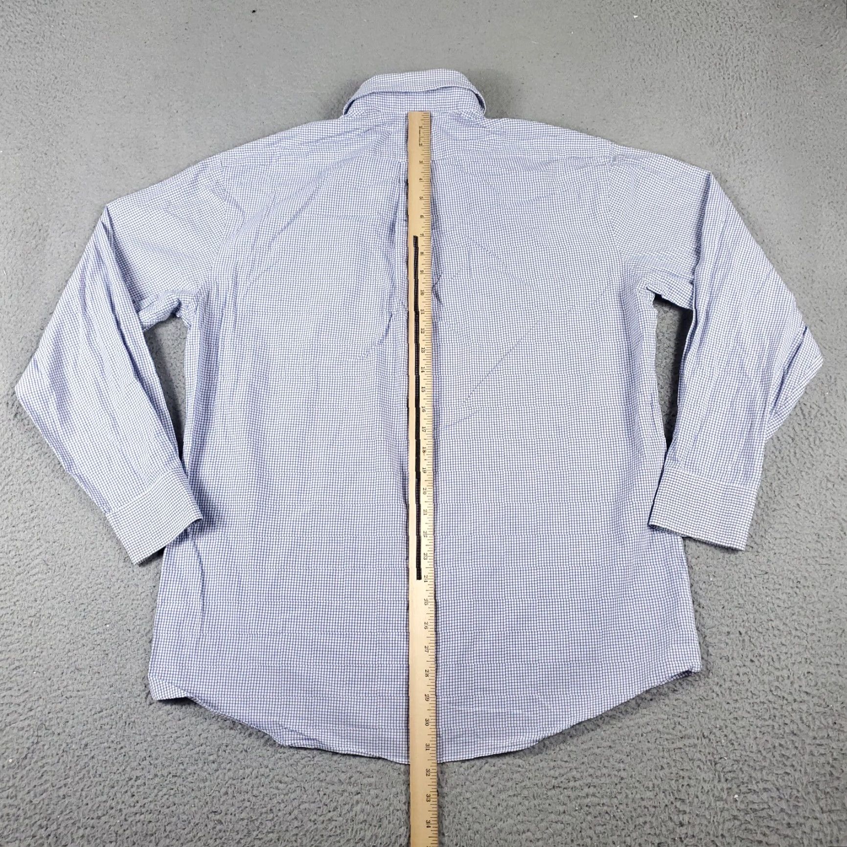 Tommy Hilfiger Tommy Hilfiger Dress Shirt Mens 16.5 Blue Check Long Sleeve Button Up Regular Fit Size 42R - 6 Thumbnail