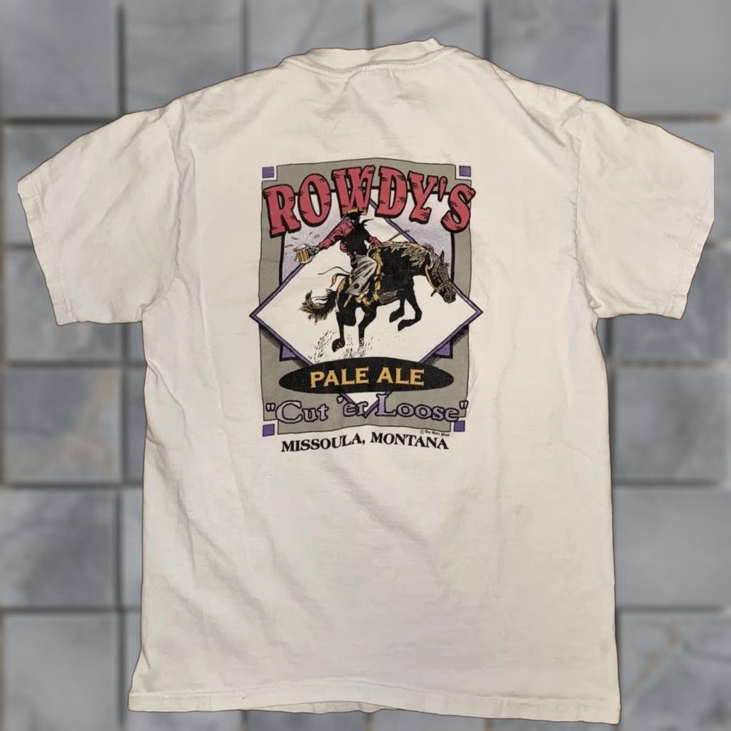 Vintage Rowdy’s Pale Ale T-Shirt White M Mens Medium 19x27 Size US M / EU 48-50 / 2 - 1 Thumbnail