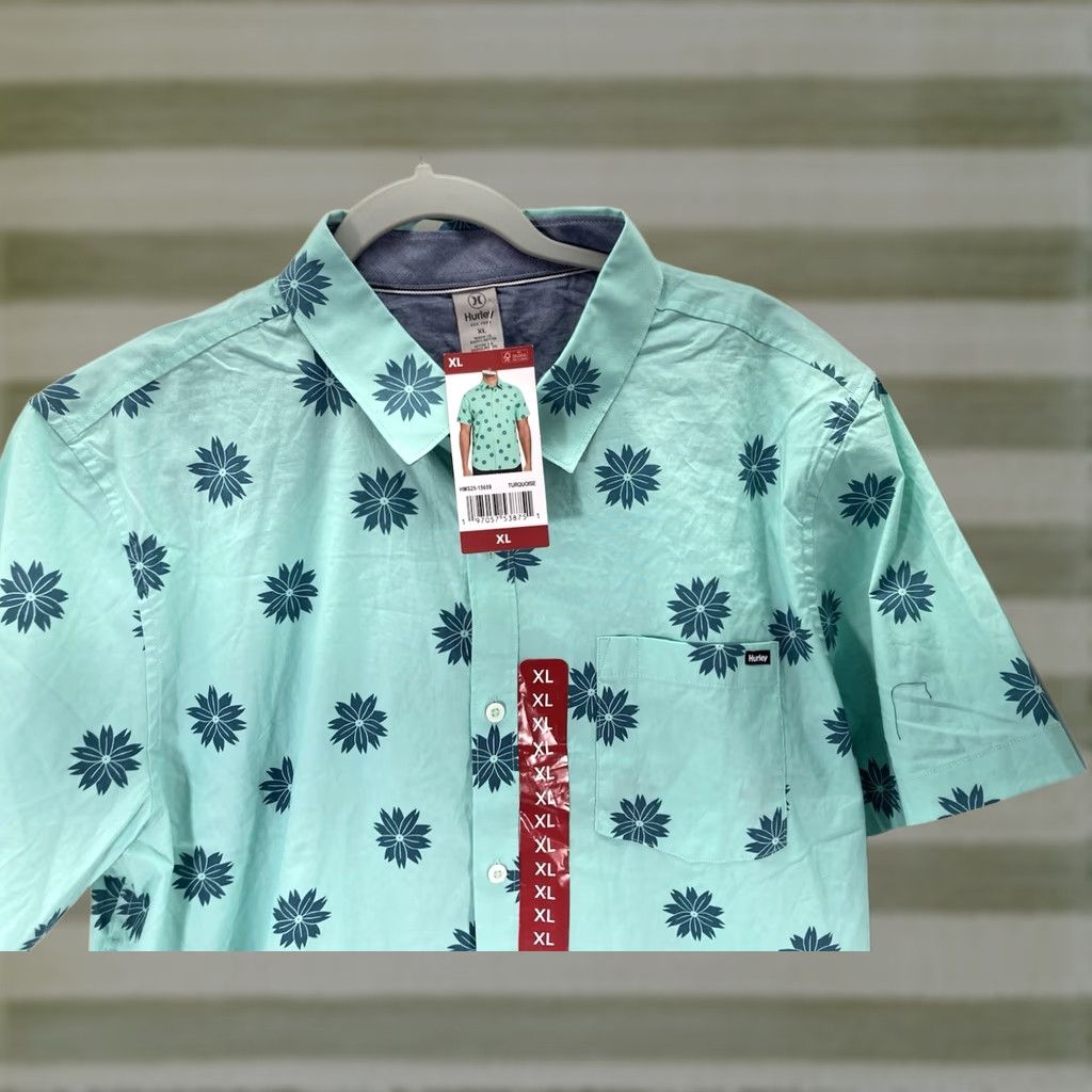 Hurley Hurley Patio Cabana Shirt Men XL Green Floral Button Short Sleeve Casual NWT Size US XL / EU 56 / 4 - 1 Thumbnail