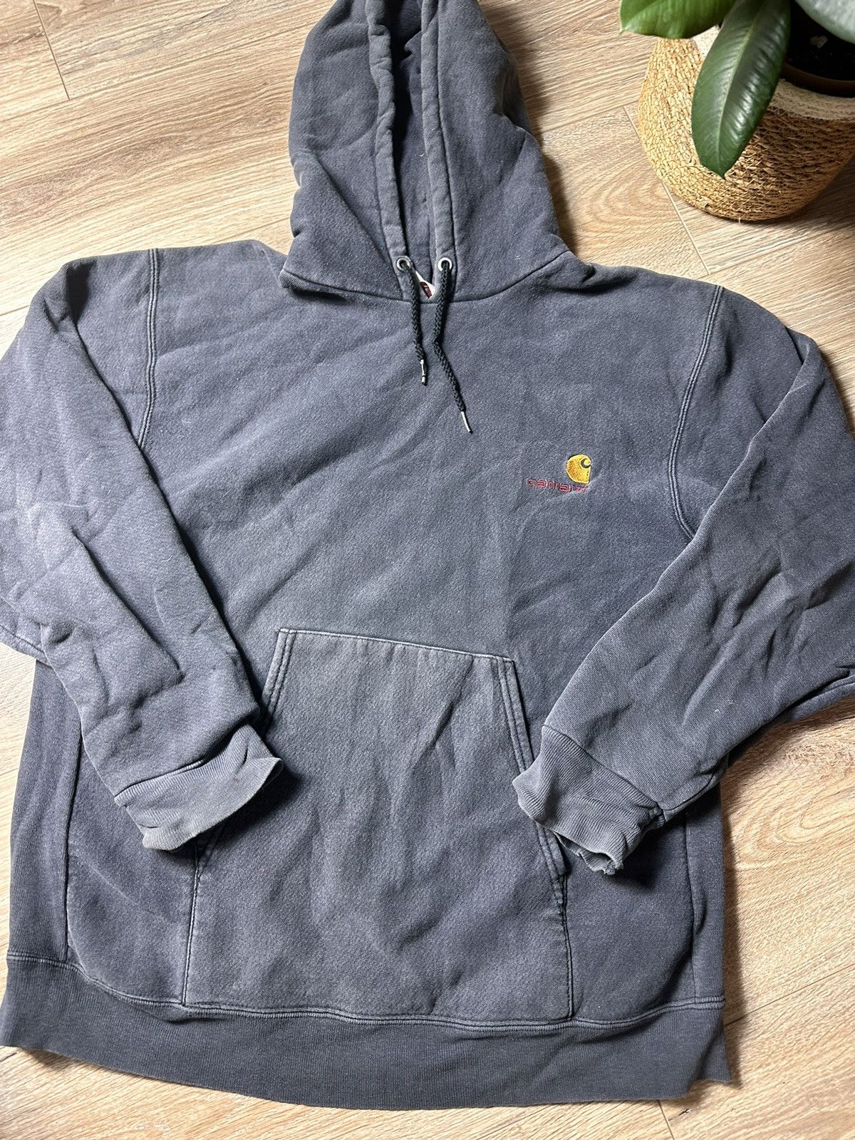 Carhartt × Vintage Vintage Faded Carhartt Script Logo Hooded Sweatshirt Size US L / EU 52-54 / 3 - 2 Thumbnail