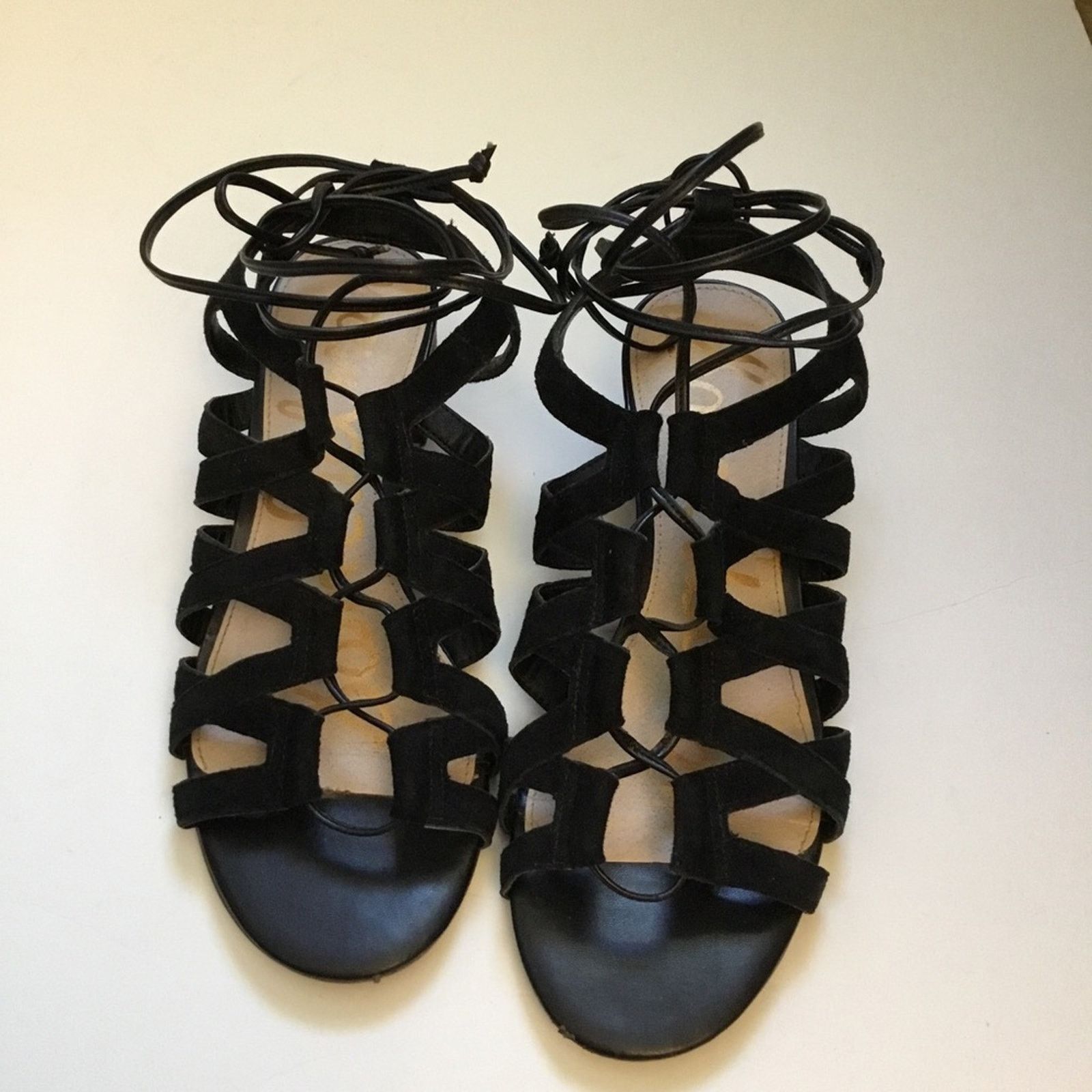 Sam Edelman Sam Edelman Black Suede Sandals with Laces Size US 6 / IT 36 - 1 Thumbnail