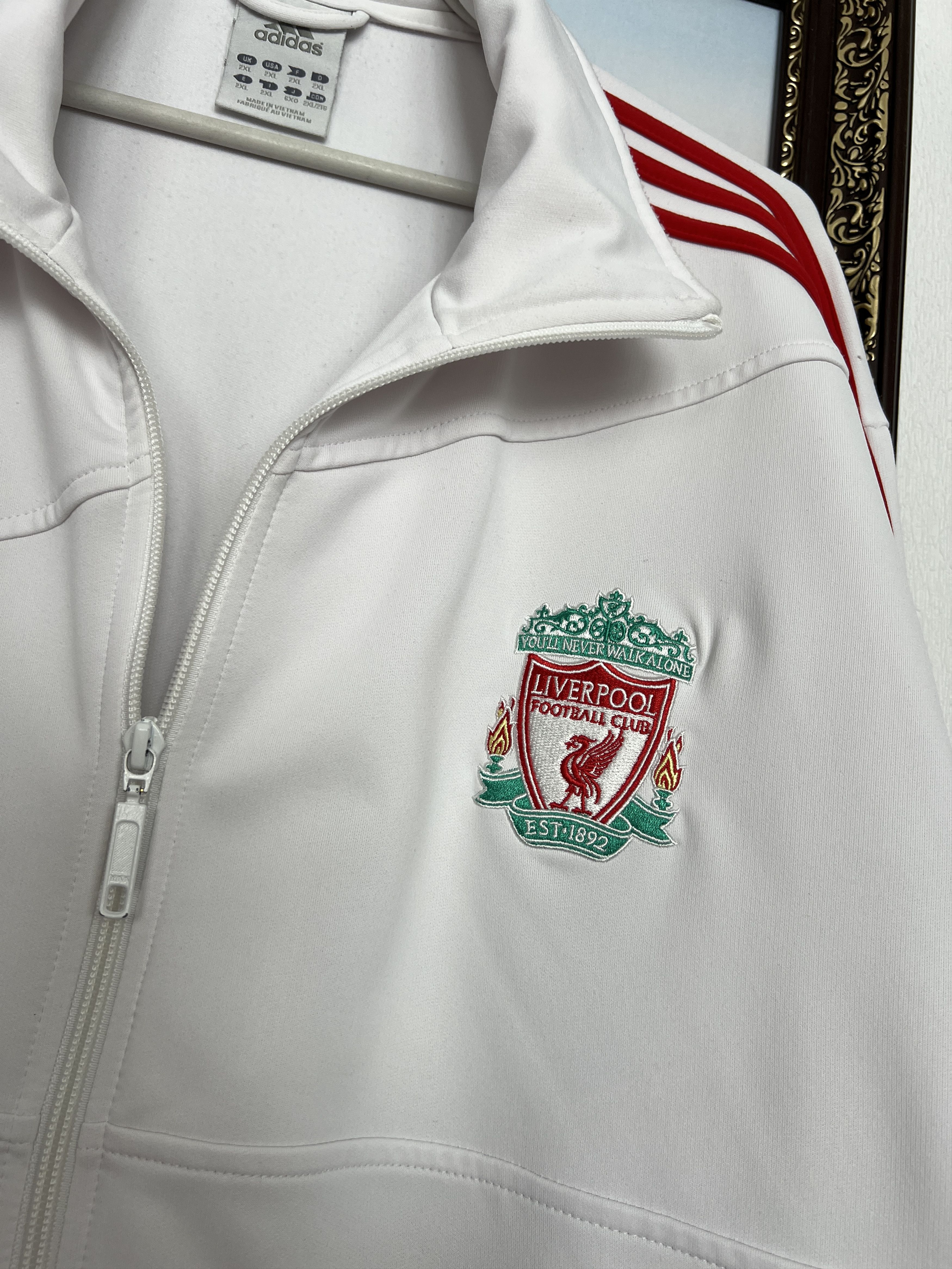 Adidas Vintage Adidas Liverpool White Football Jacket Soccer Size US XXL / EU 58 / 5 - 3 Thumbnail