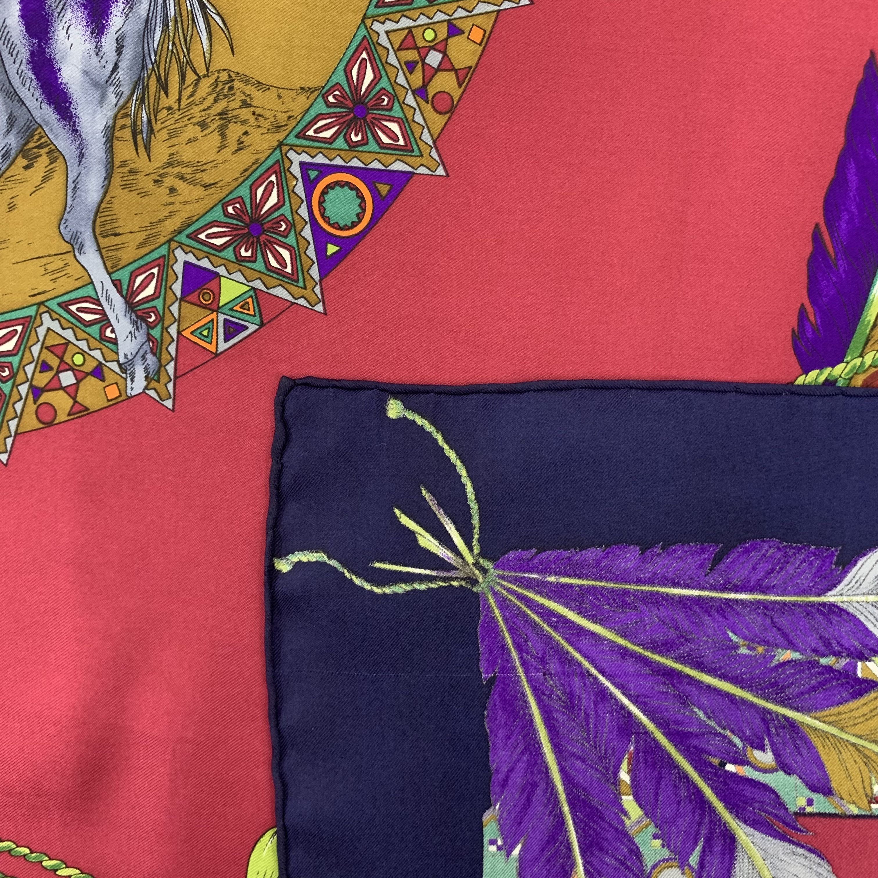 Vintage Lui Chantant silk scarf square foulards A5553 Size ONE SIZE - 9 Thumbnail