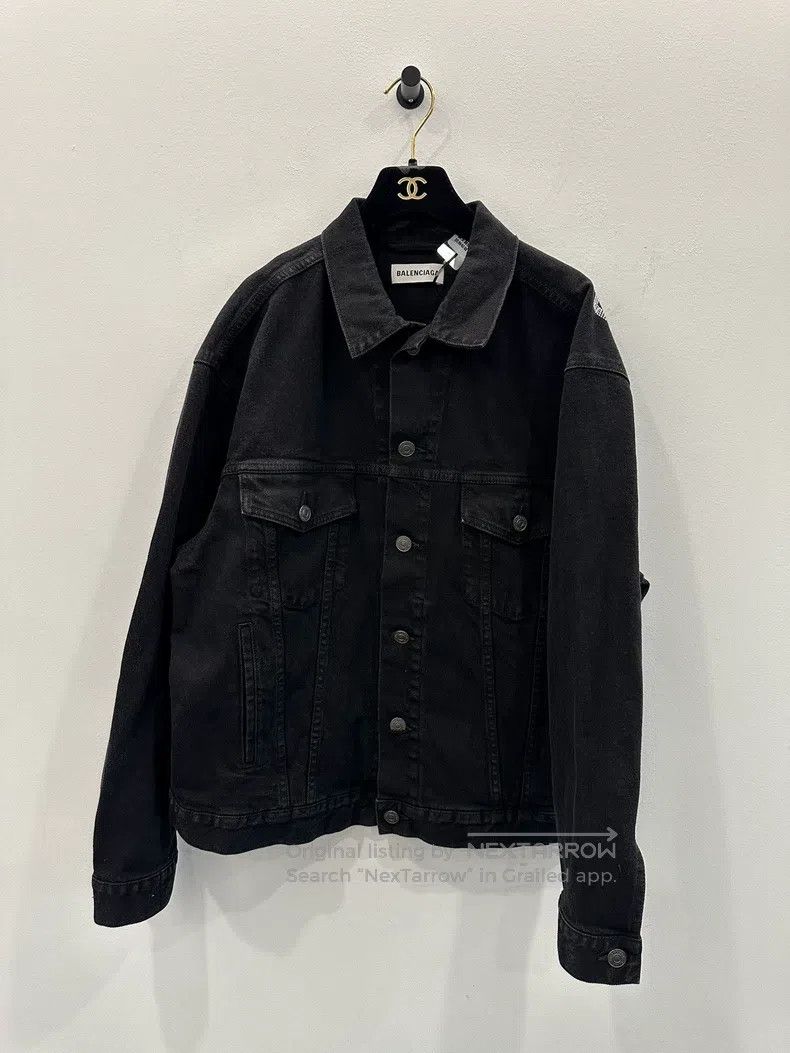 Balenciaga Balenciaga Back Diamond Letter Logo Black Denim Jacket Size XXS / US 00 / IT 34 - 3 Thumbnail