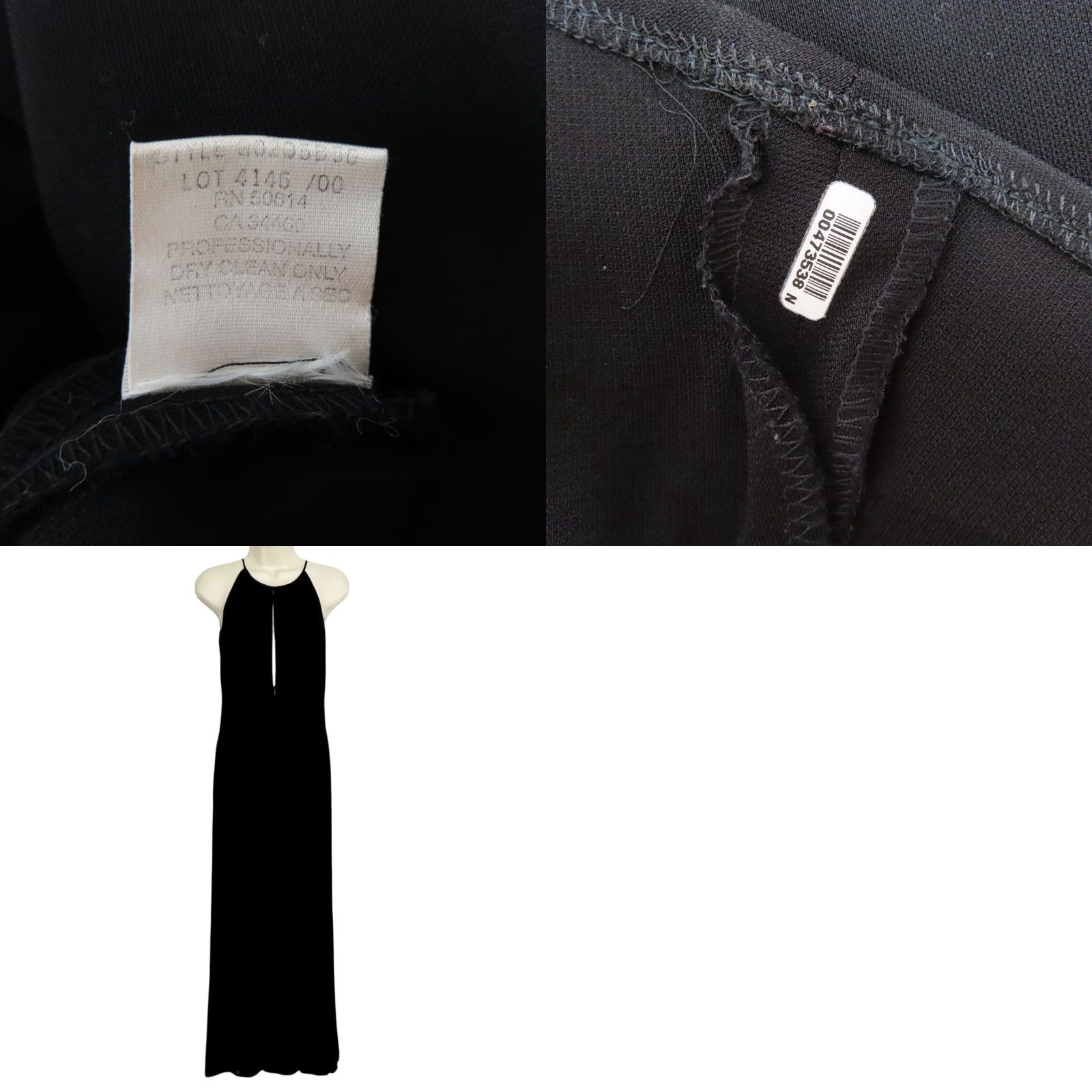 Vintage Tahari Womens 2 Zipper Keyhole Front Solid Black Sleeveless Sheath Dress Gown Size XS / US 0-2 / IT 36-38 - 8 Thumbnail