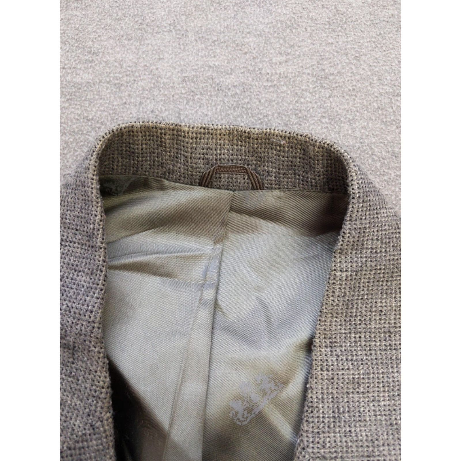 Stafford Stafford Blazer Mens 42 Regular Unstructured Sport Coat Classic Two Button USA Gray Wool Tweed Solid Vintage: No Mens Size 42R - 5 Thumbnail